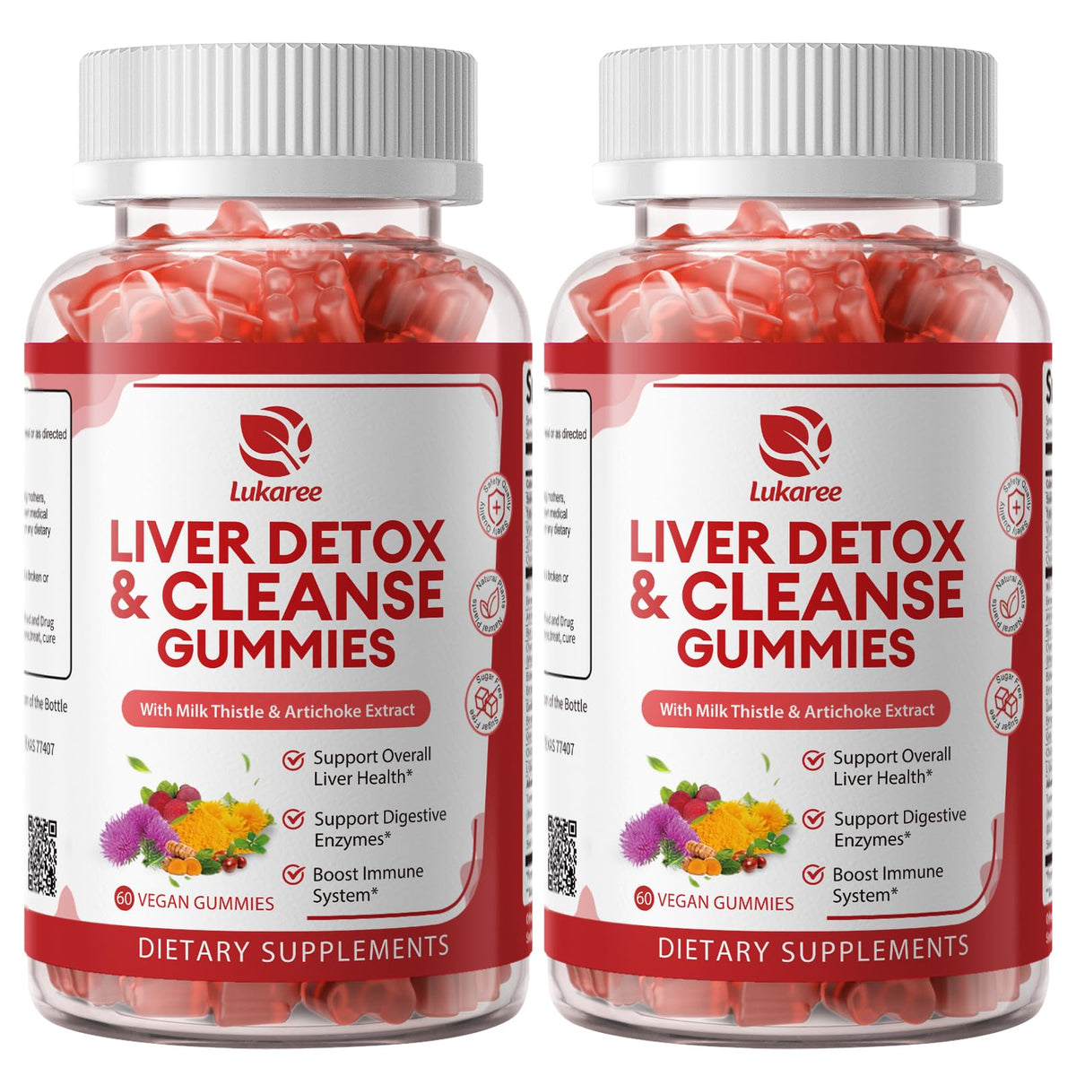 Lukaree Milk Thistle Gummies front view with packaging