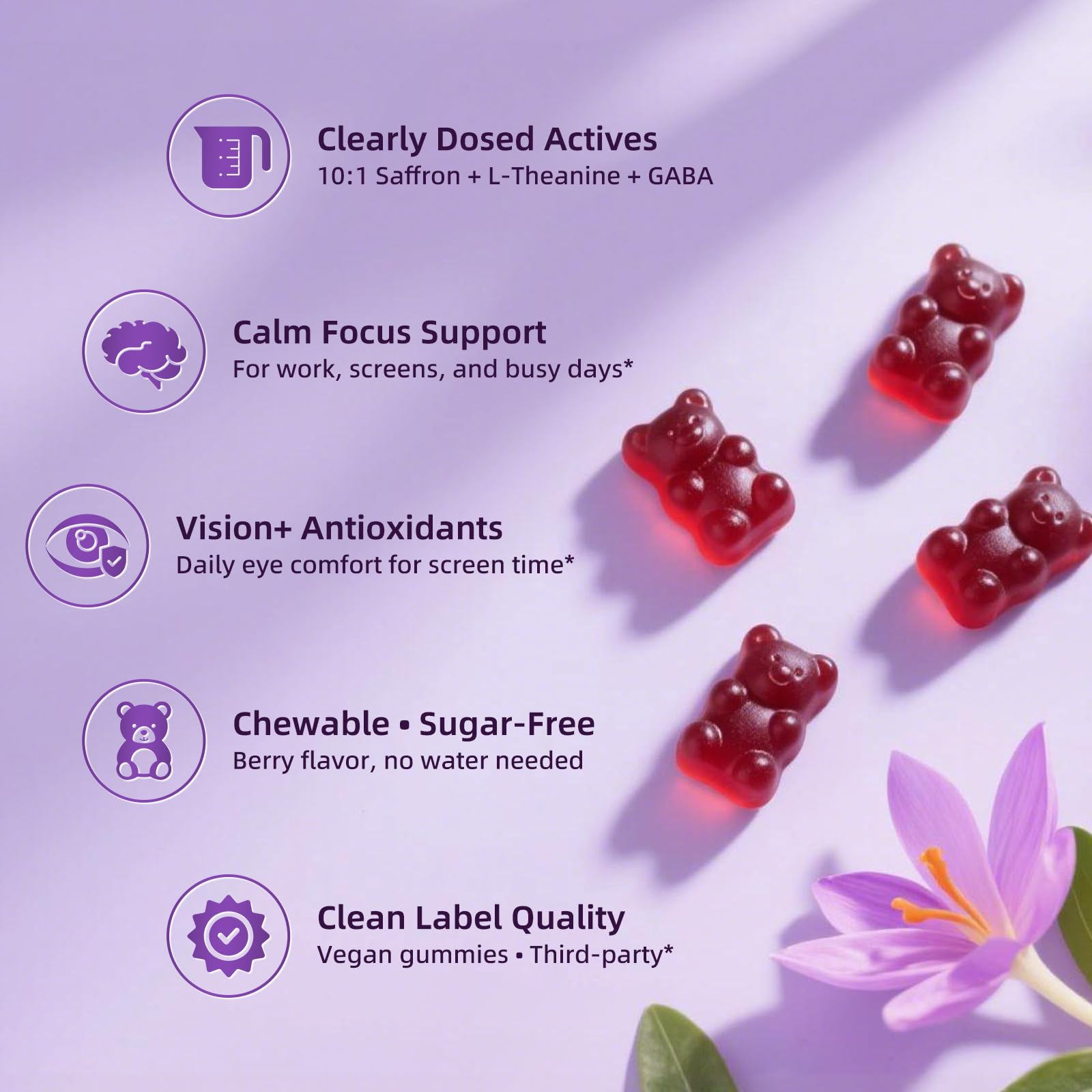 Lukaree Mood & Focus Support Gummies nutritional information