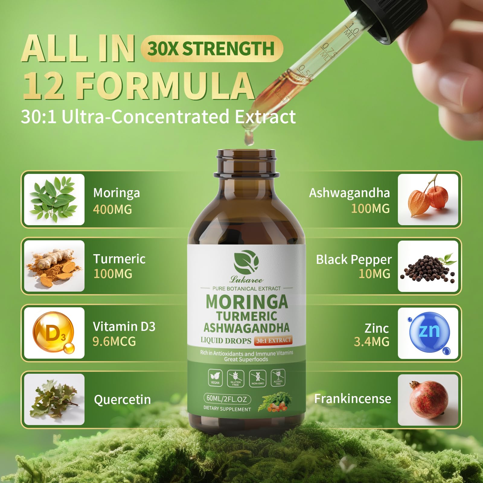 Lukaree Moringa Organic Drops 135g packaging