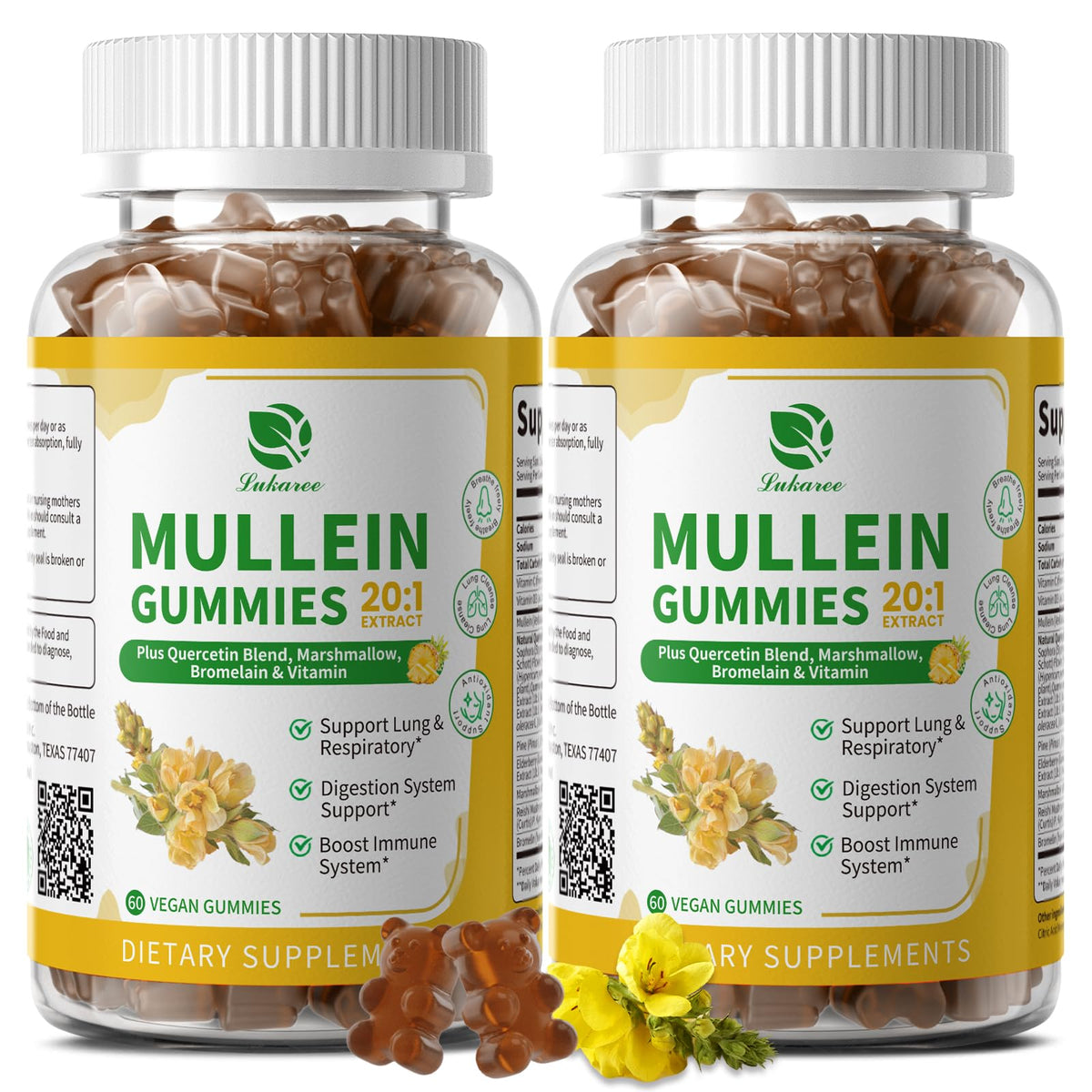 Lukaree Mullein Leaf Extract Gummies front view packaging