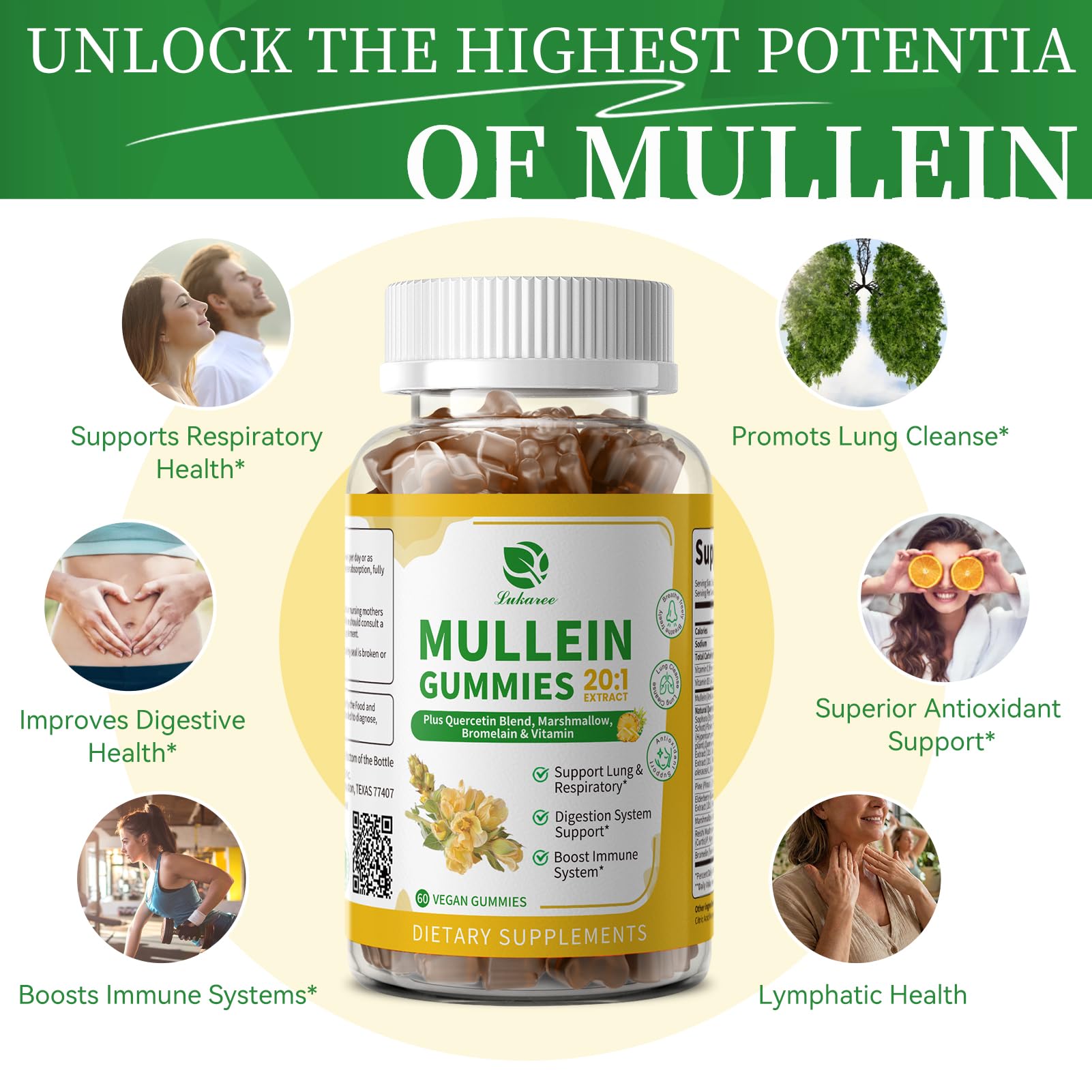 Lukaree Mullein Leaf Extract Gummies ingredients list