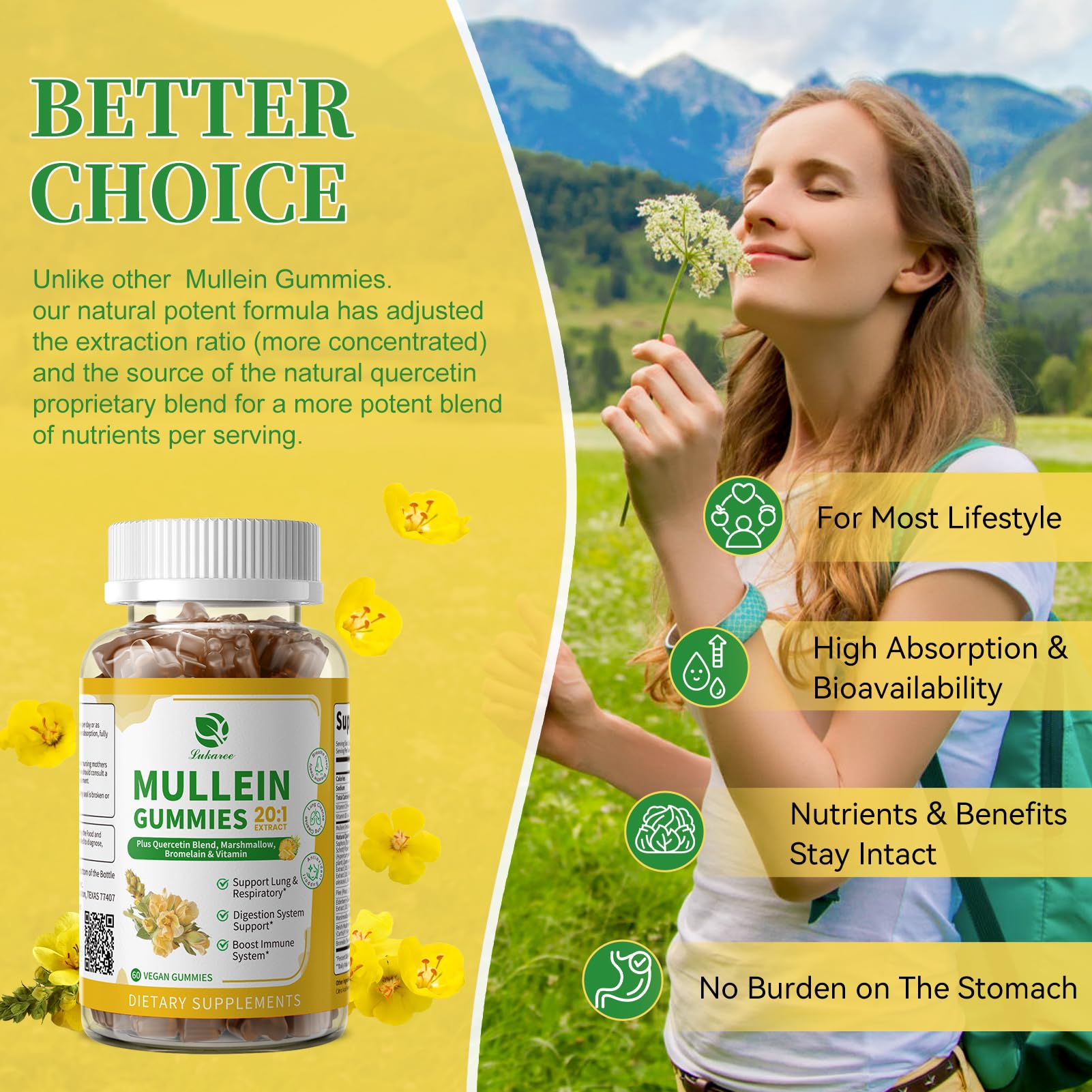 Lukaree Mullein Leaf Extract Gummies with fresh pineapple