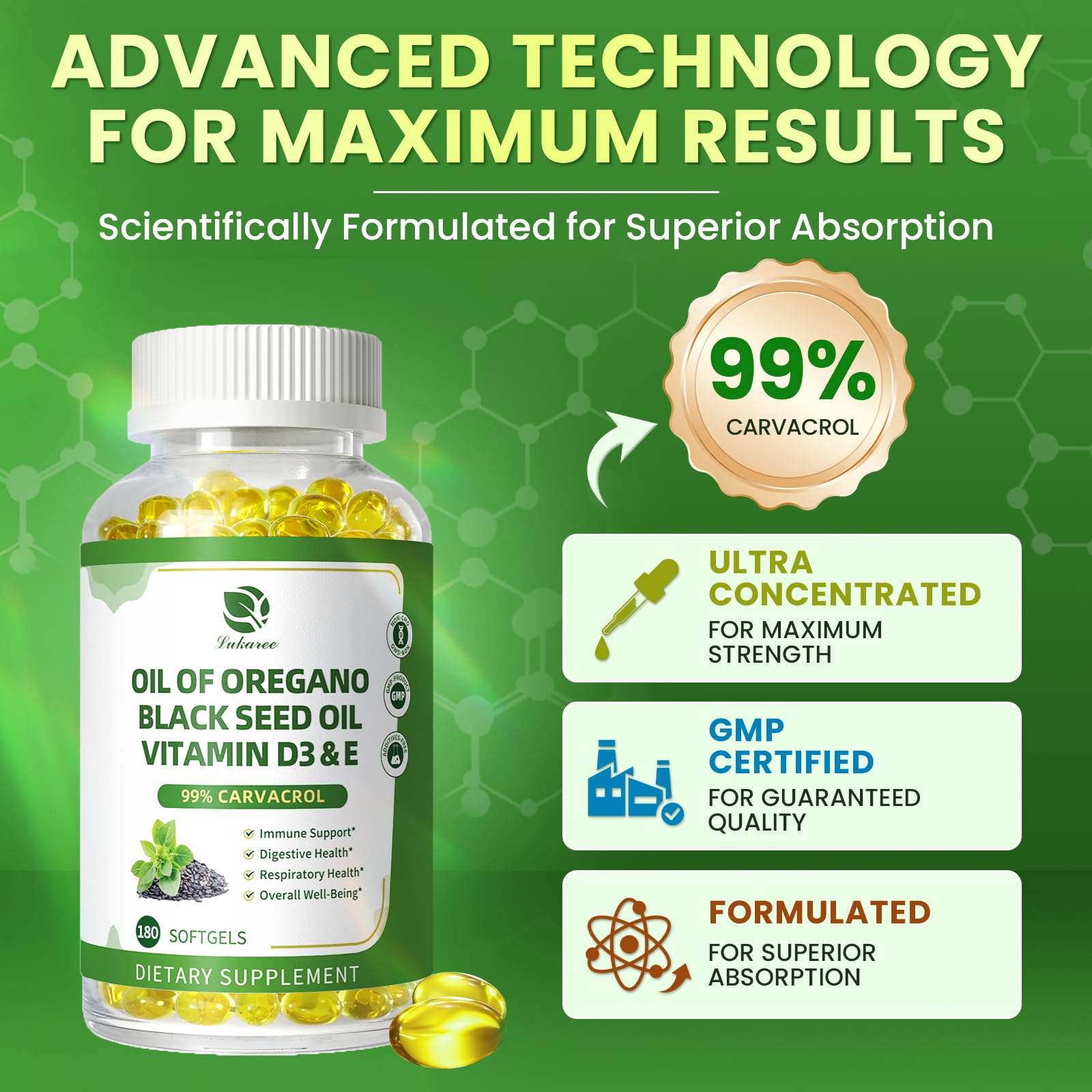 Lukaree Oregano Oil & Black Seed Oil supplement packaging