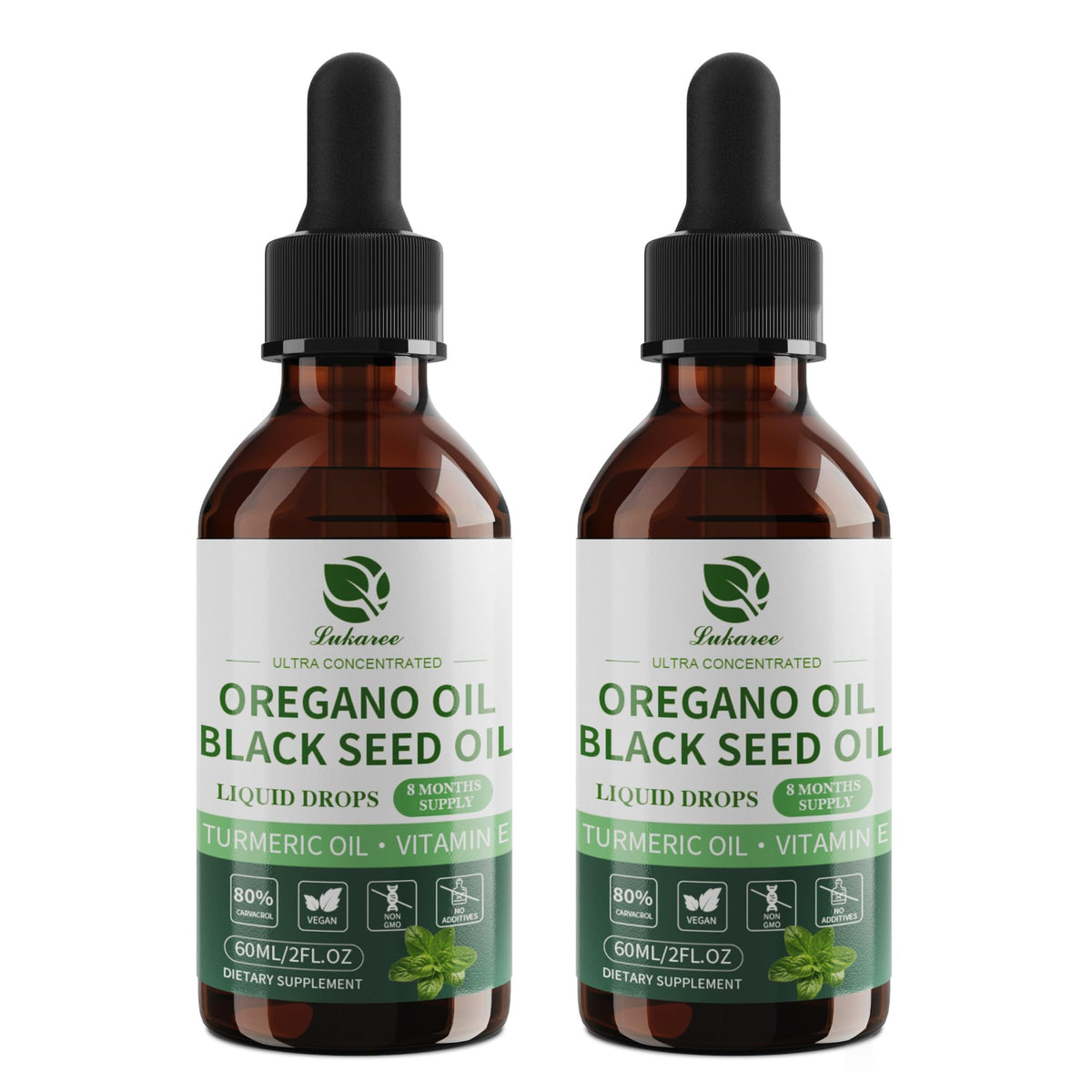 Lukaree Oregano Oil Supplement 2 fl oz bottle front view