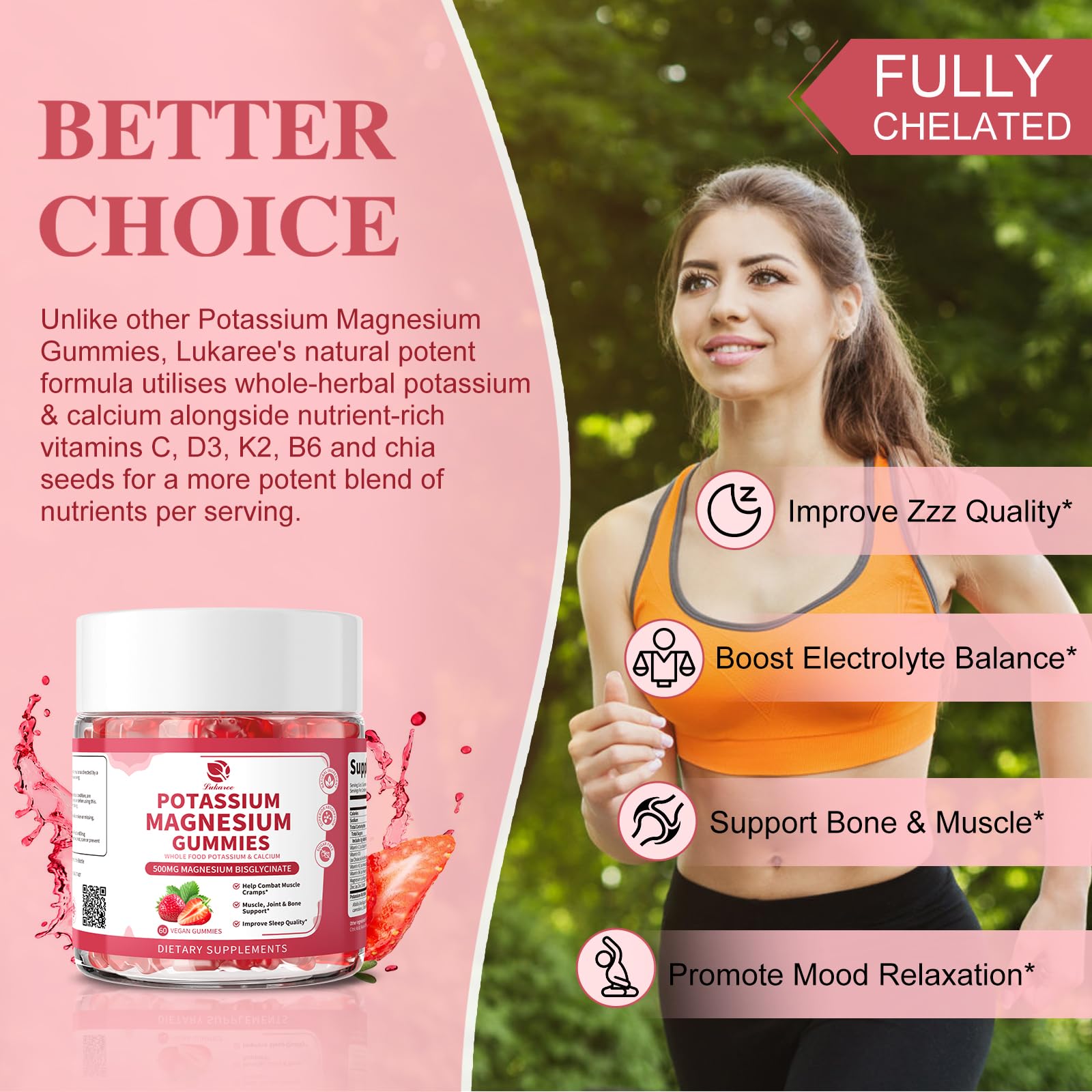 Lukaree Potassium Magnesium Complex 60 Capsules on a wooden table