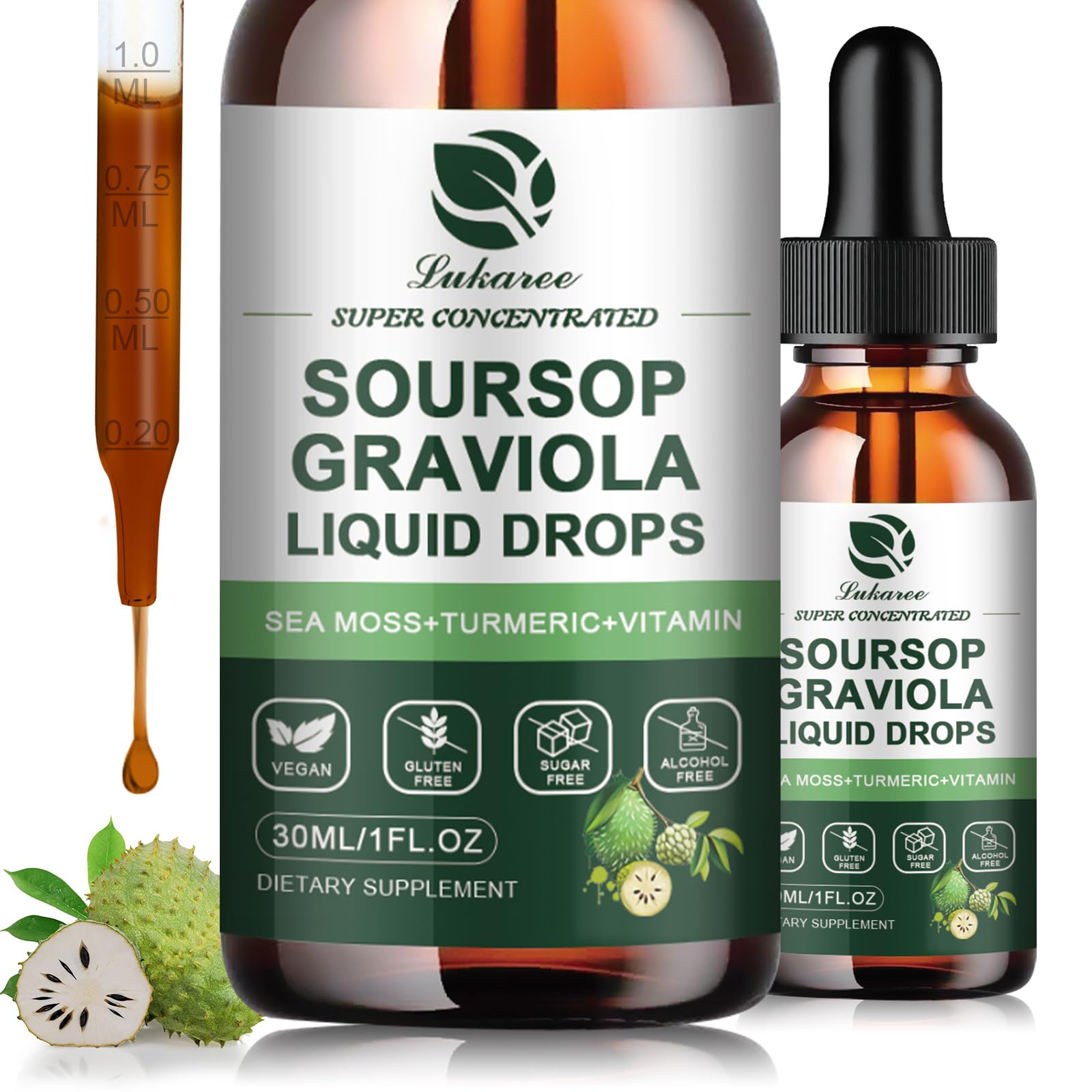 Lukaree Soursop Liquid Drops front view with label