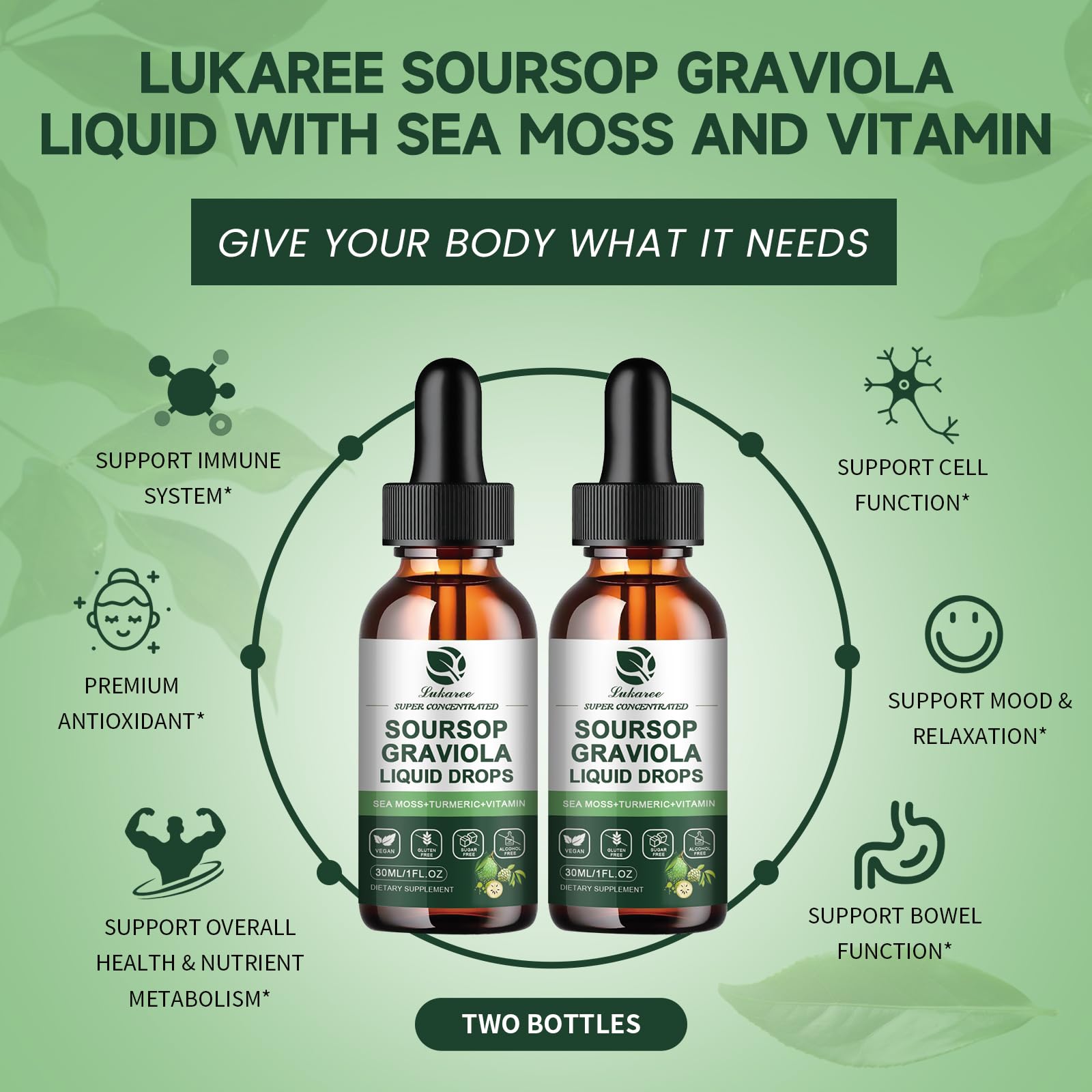 Lukaree Soursop Liquid Drops with measuring dropper