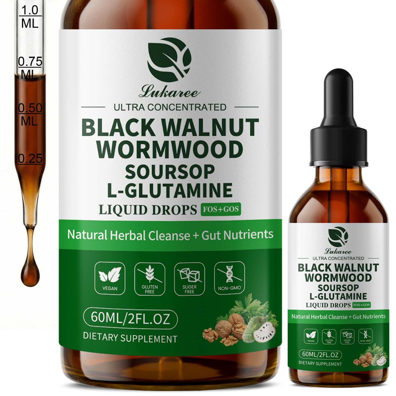 Lukaree Wormwood Black Walnut Clove Tincture bottle front view