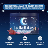 LullaBites Sleep Gummies showing individual gummies in a bowl