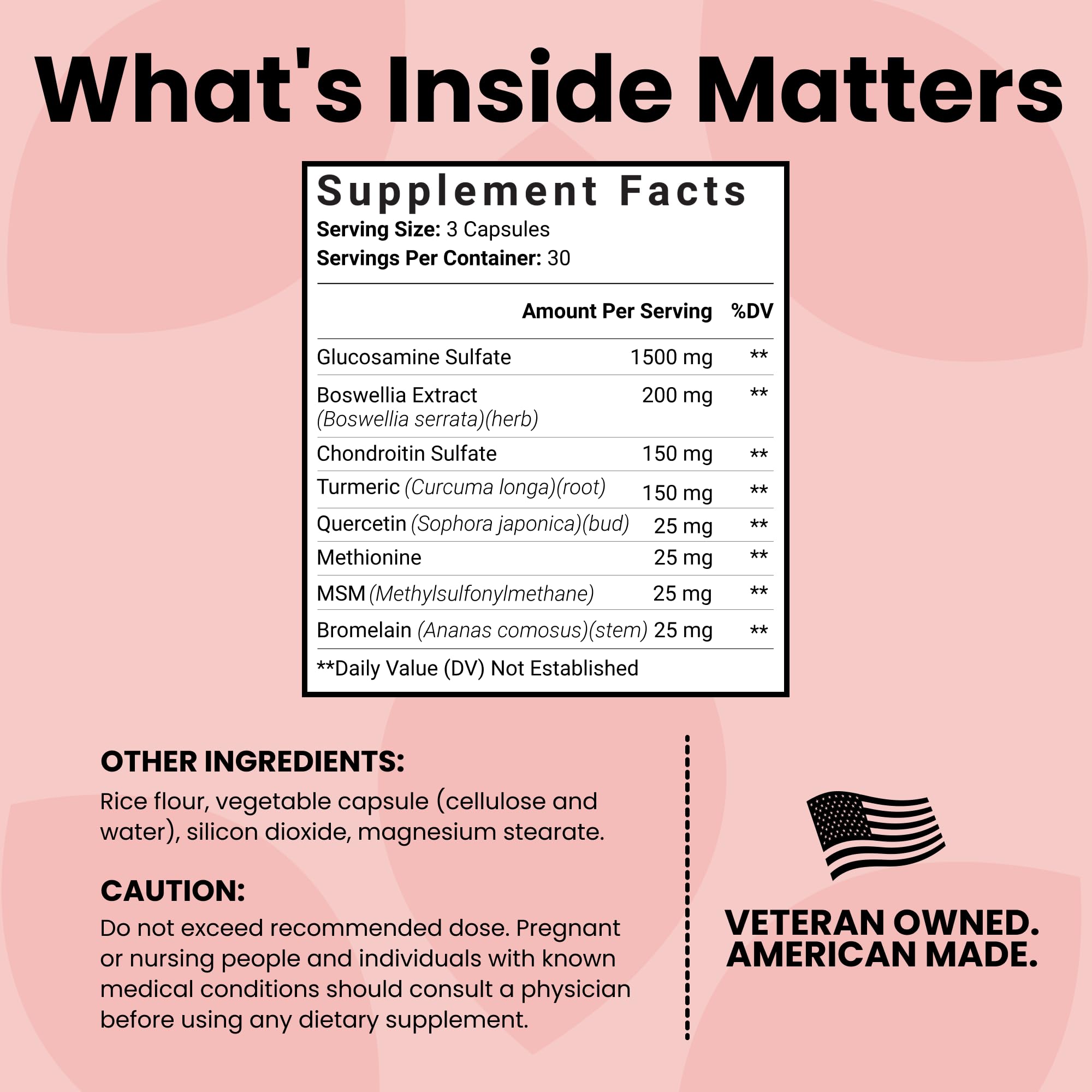 Luma Nutrition Glucosamine Chondroitin capsules in a hand