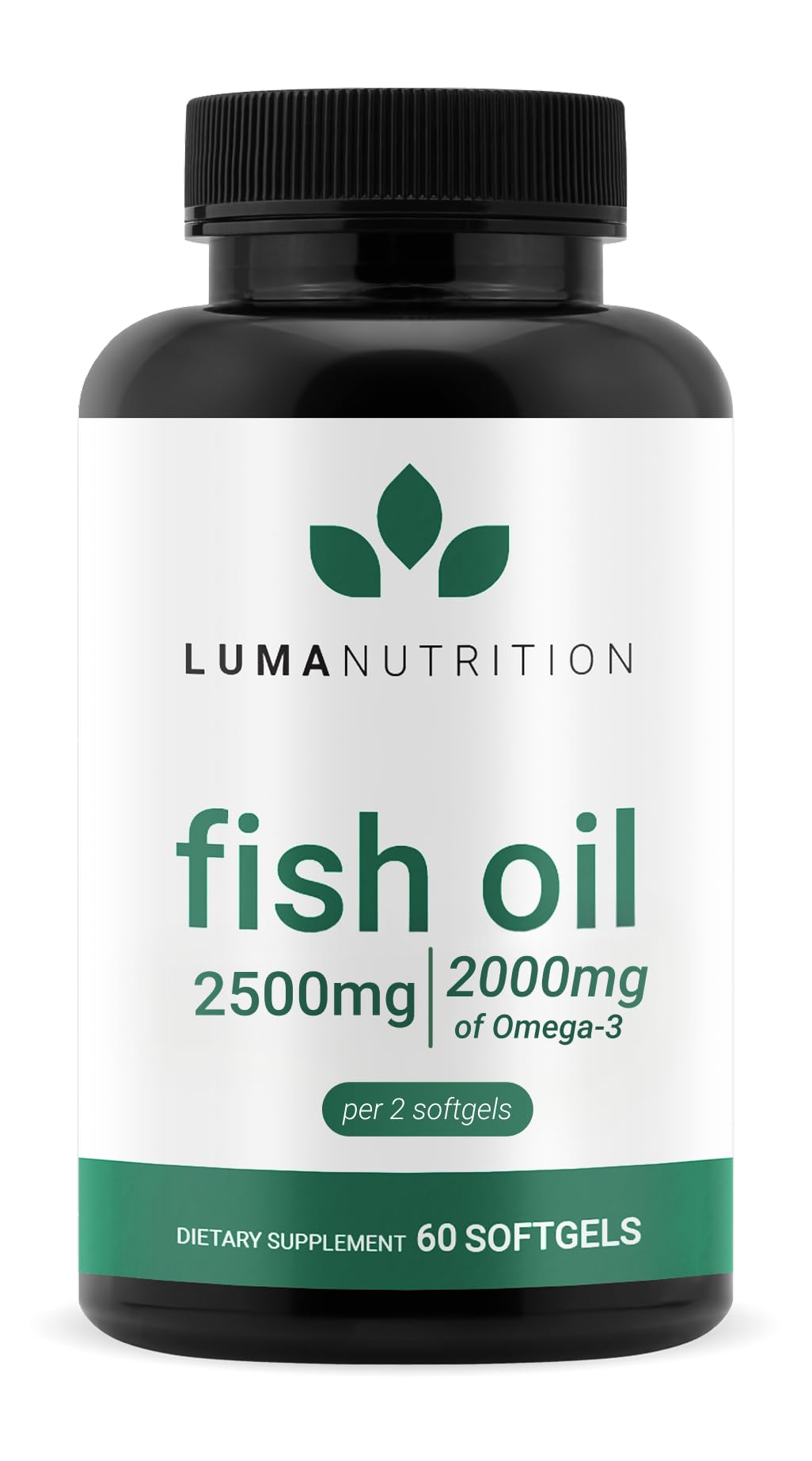 Luma Nutrition Omega-3 Fish Oil Supplement softgel bottle front view