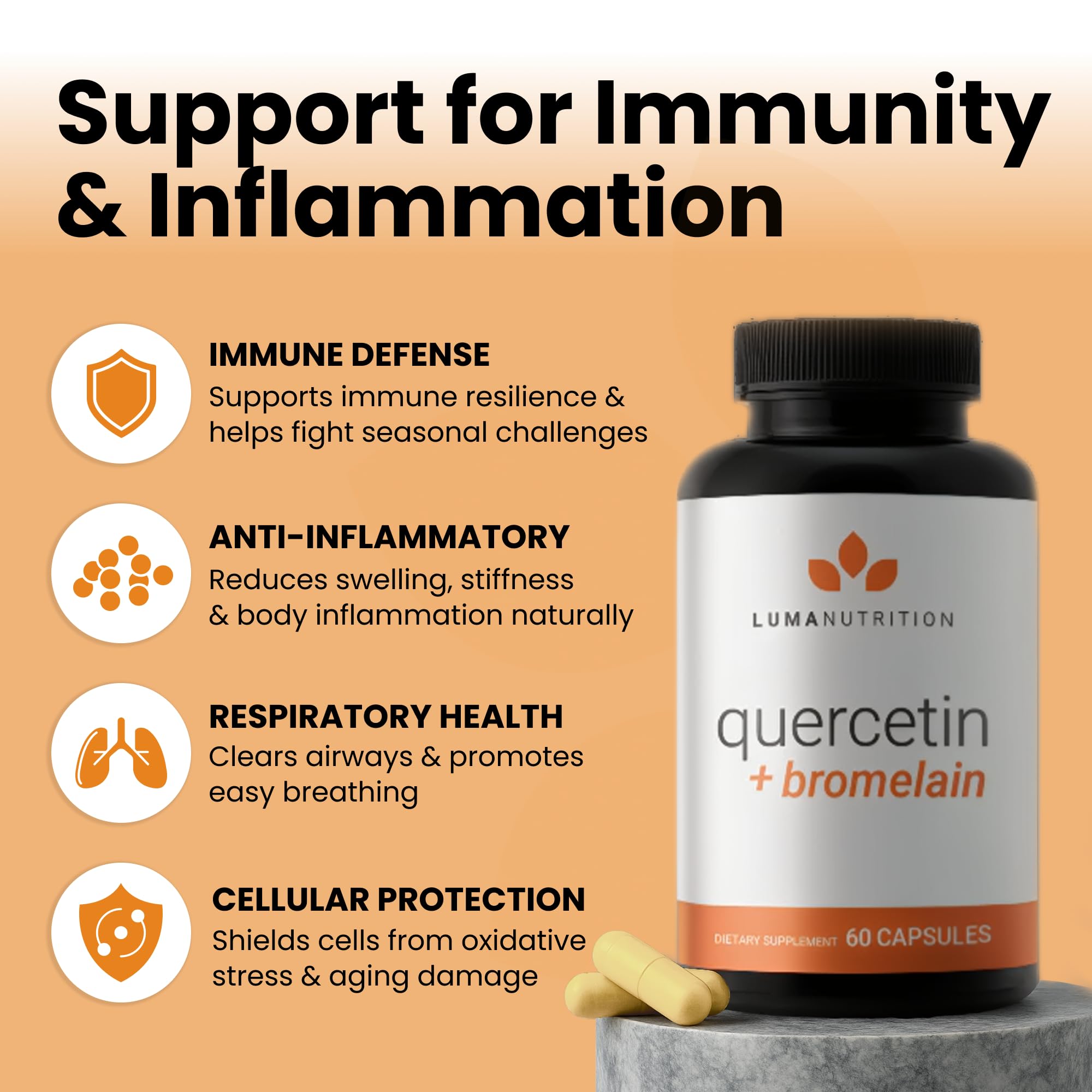 Luma Nutrition Quercetin 500mg Capsules side view