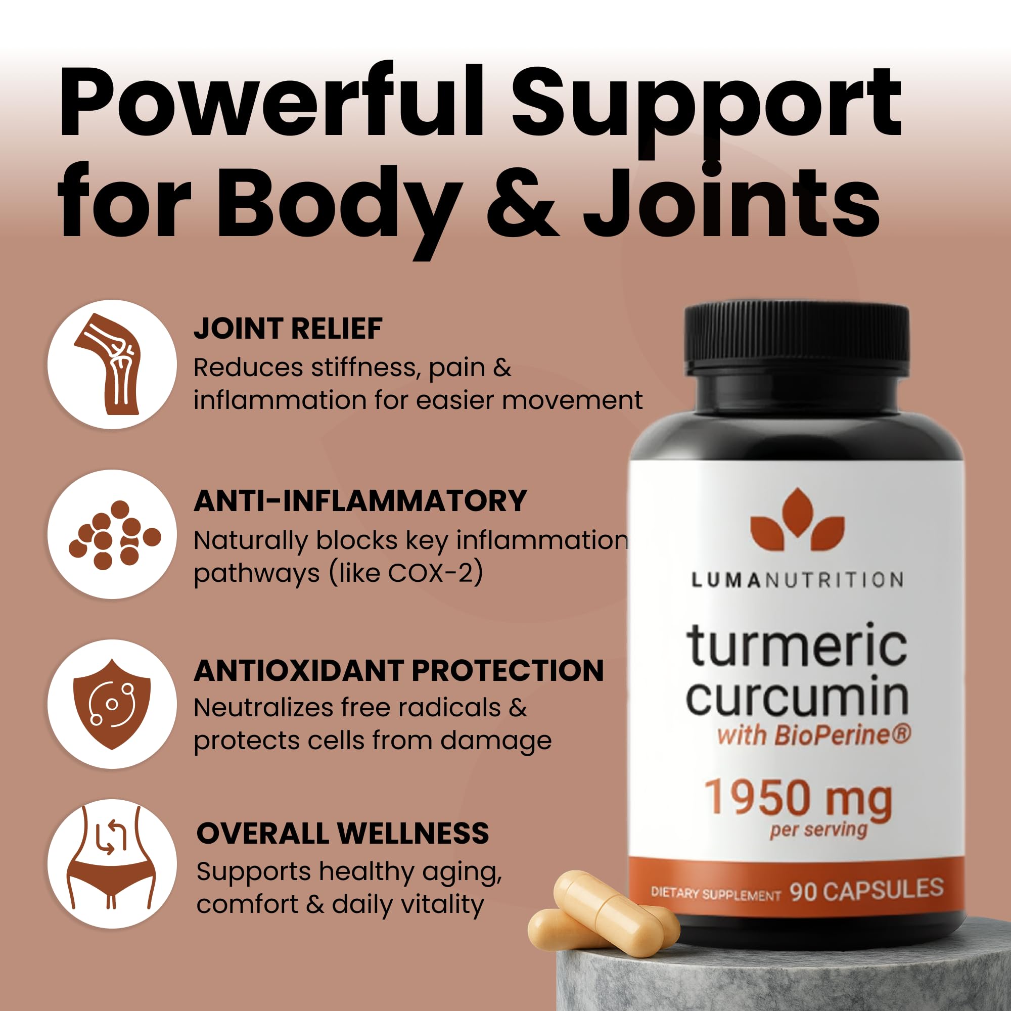 Luma Nutrition Turmeric Curcumin Complex 100g side view