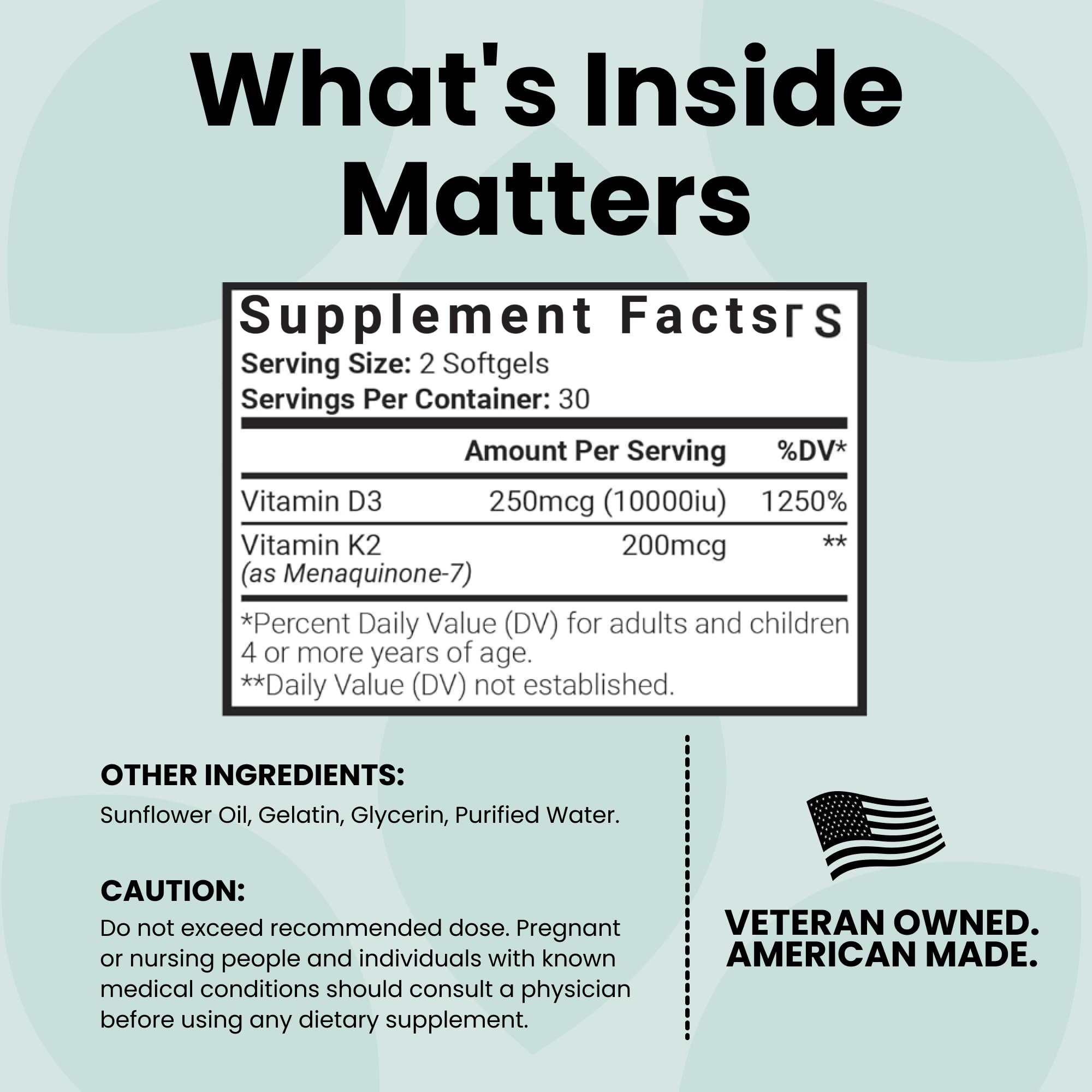 Luma Nutrition Vitamin D3 + K2 supplement ingredients list