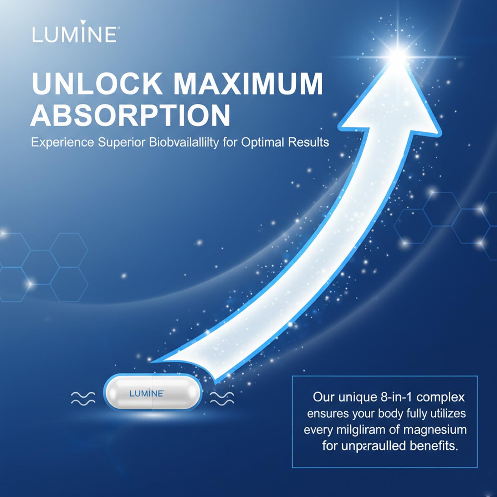 LUMINE Magnesium Complex Supplement on a wooden table