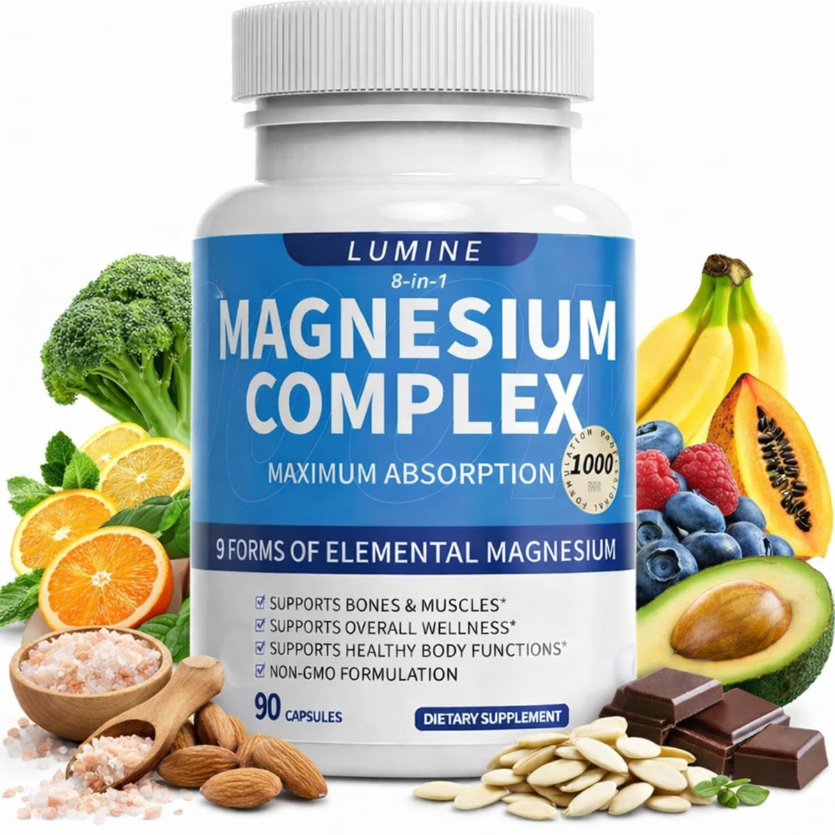 LUMINE Magnesium Supplement 8-Form Blend bottle front view