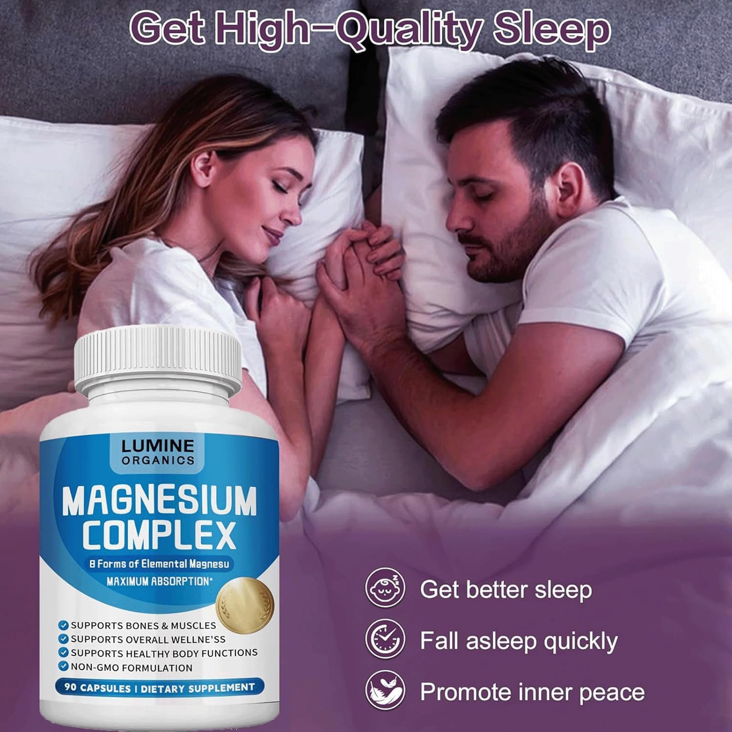 Lumine Organic Magnesium Supplement 1000mg label details