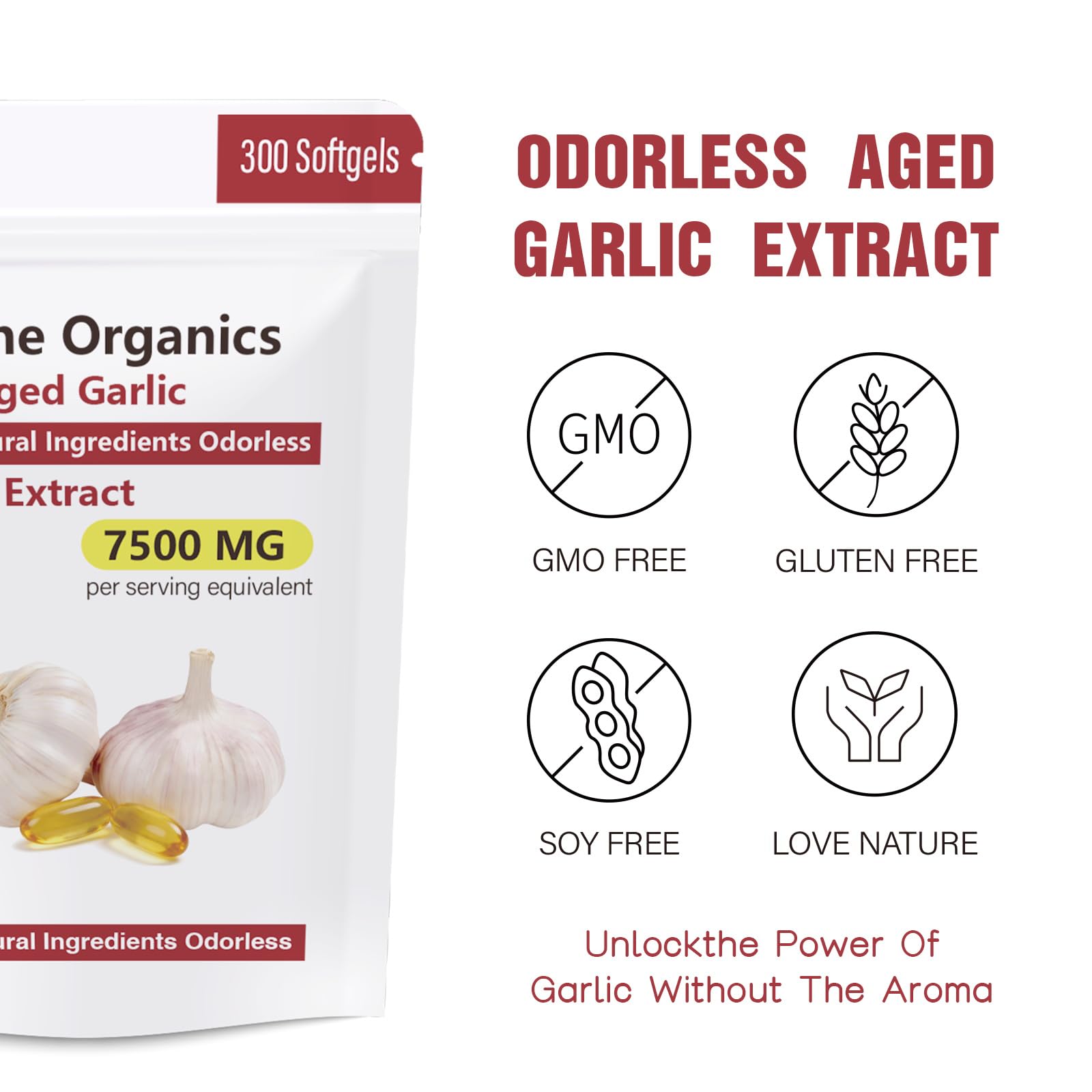 Lumine Organics Aged Garlic Extract Capsules back view with label details