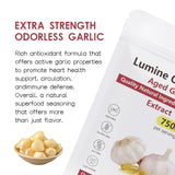 Lumine Organics Aged Garlic Extract Capsules on a kitchen counter