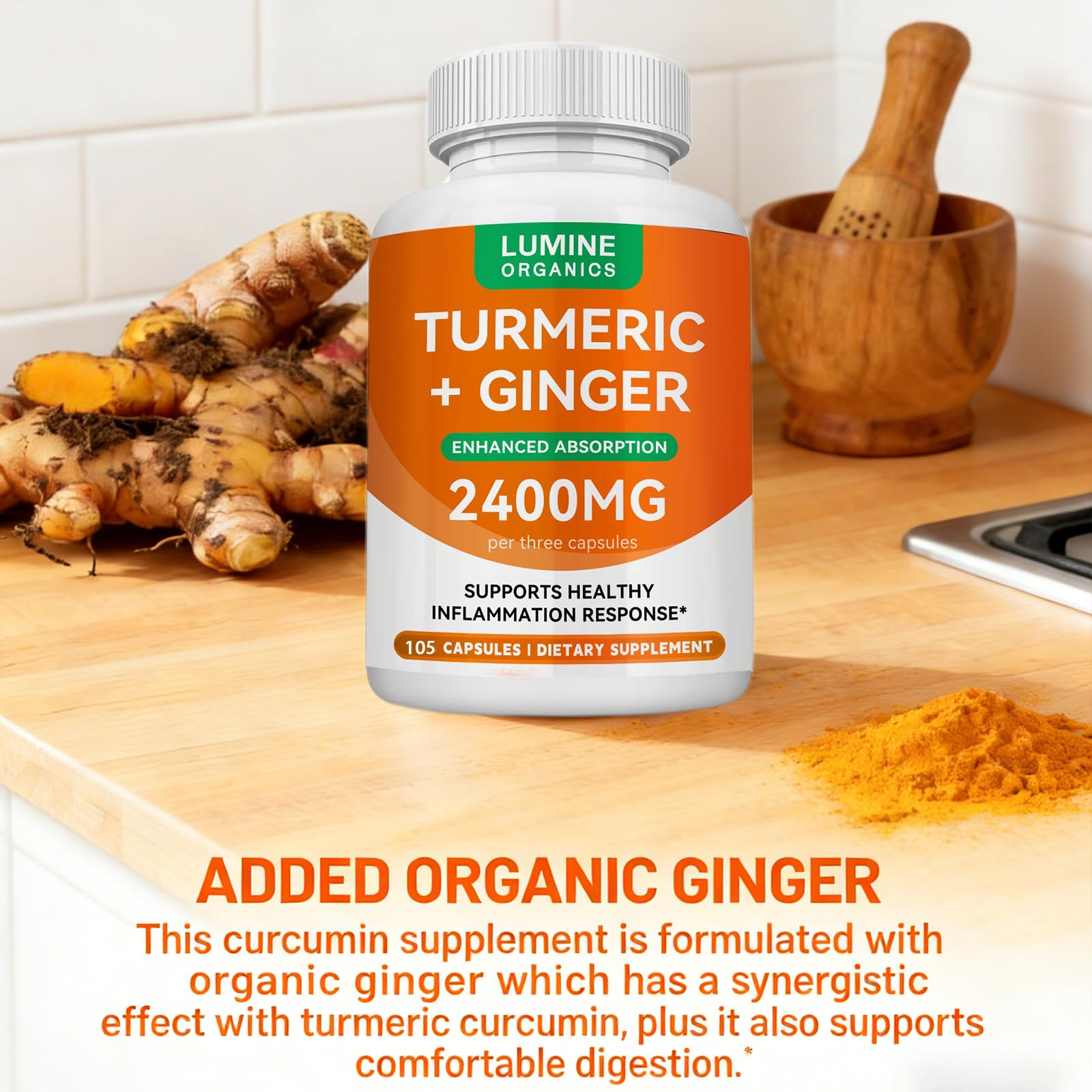 Lumine Organics Turmeric Curcumin Supplement 2400mg packaging