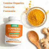 Lumine Organics Turmeric Curcumin Supplement 2400mg side view