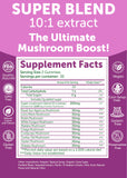 Lunakai 10 Mushroom Blend Gummies back view with nutritional information