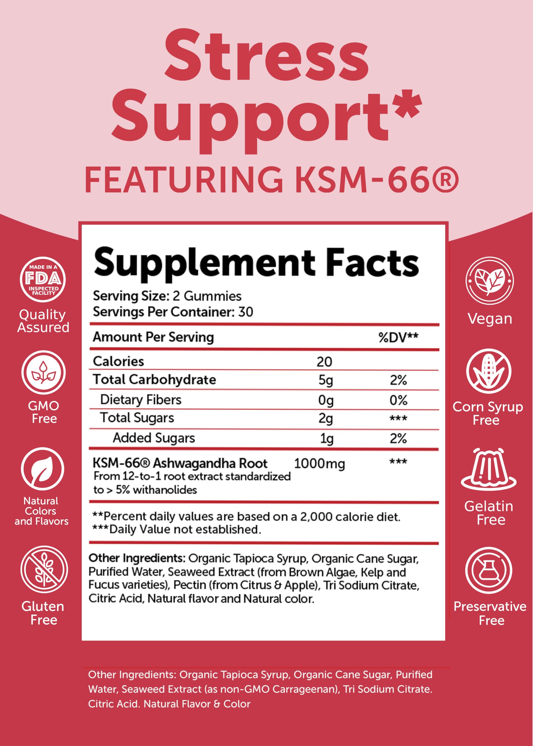 Lunakai Ashwagandha Gummies 1000mg KSM-66 ingredients list