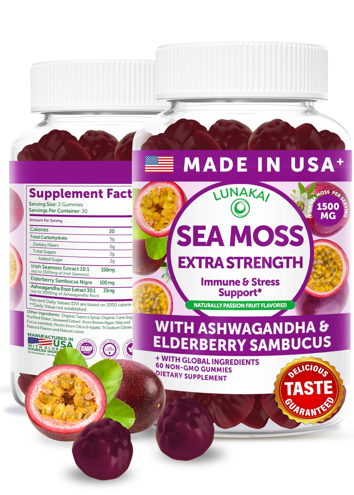Lunakai Extra Strength Irish Sea Moss Gummies front view