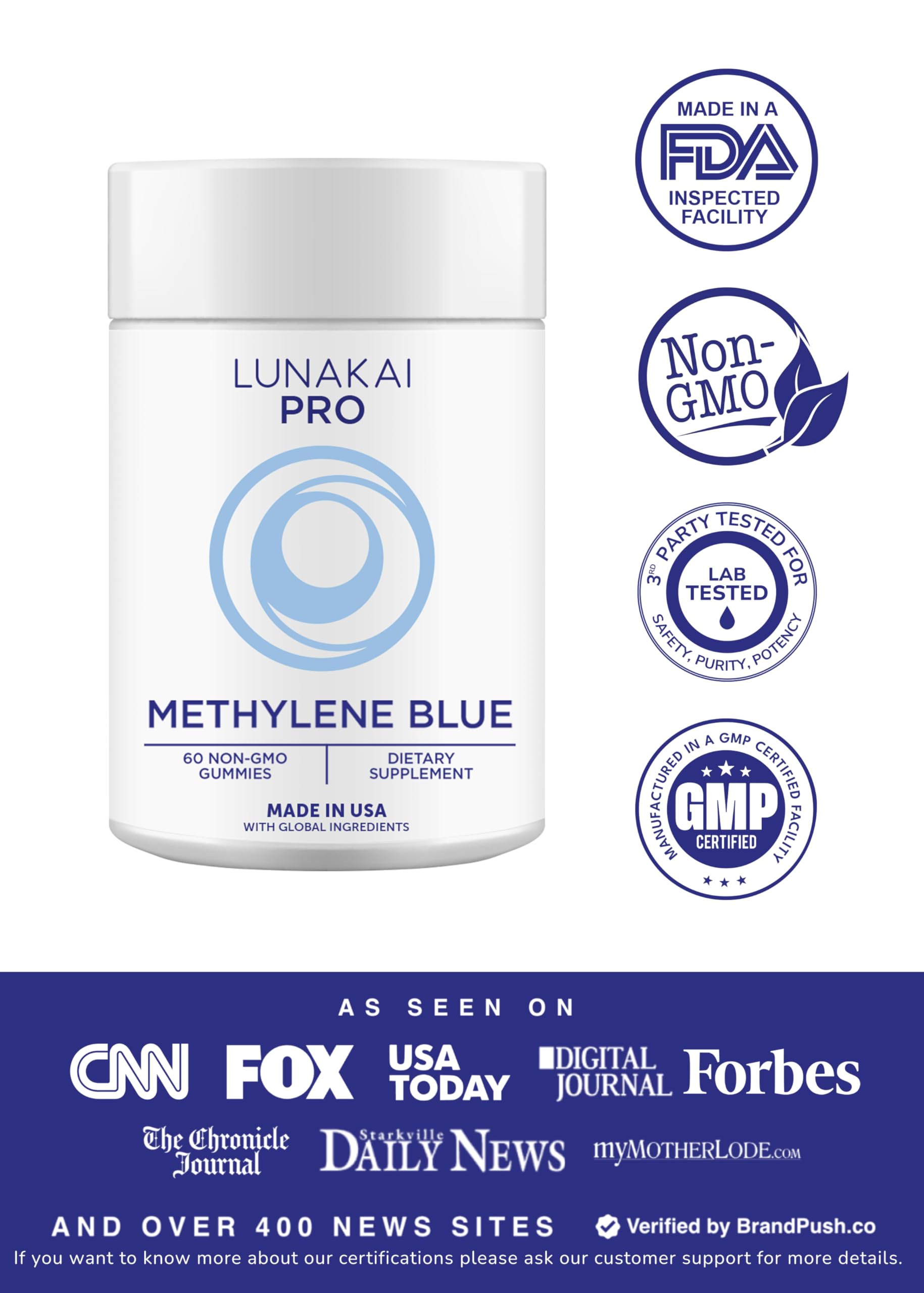 Lunakai Methylene Blue Gummies packaging side view
