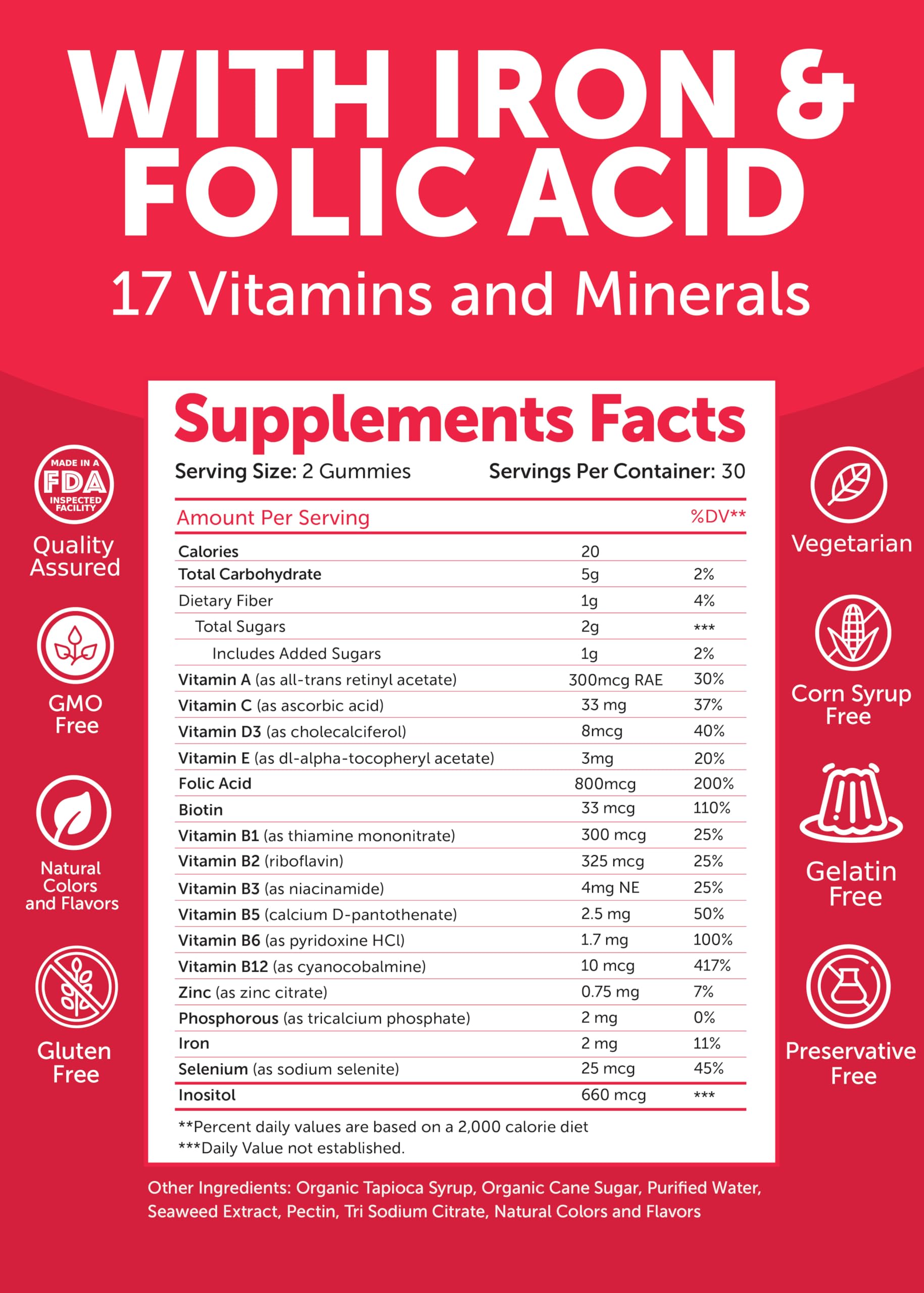 Lunakai Prenatal Gummies ingredients list