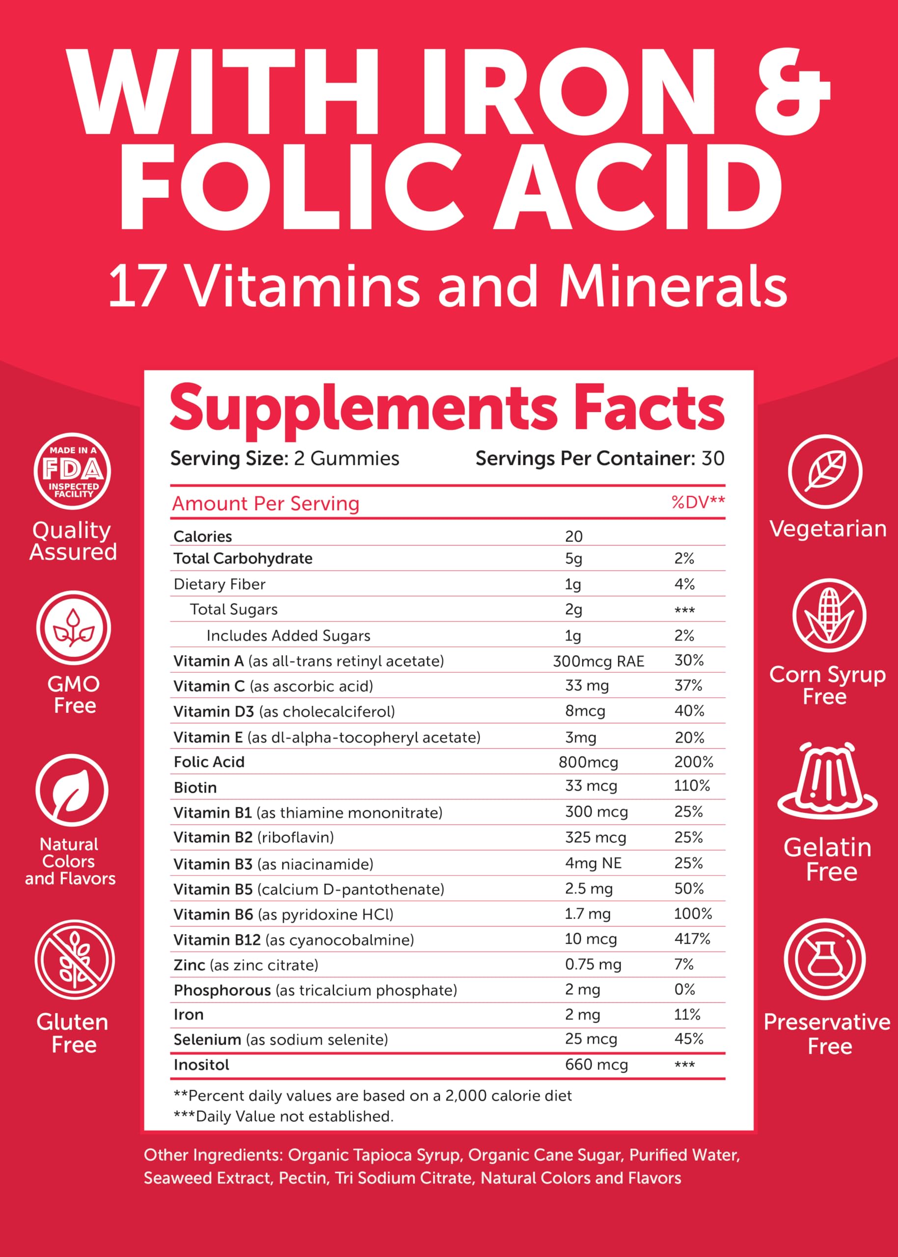 Lunakai Prenatal Vitamins Gummy open jar with gummies visible