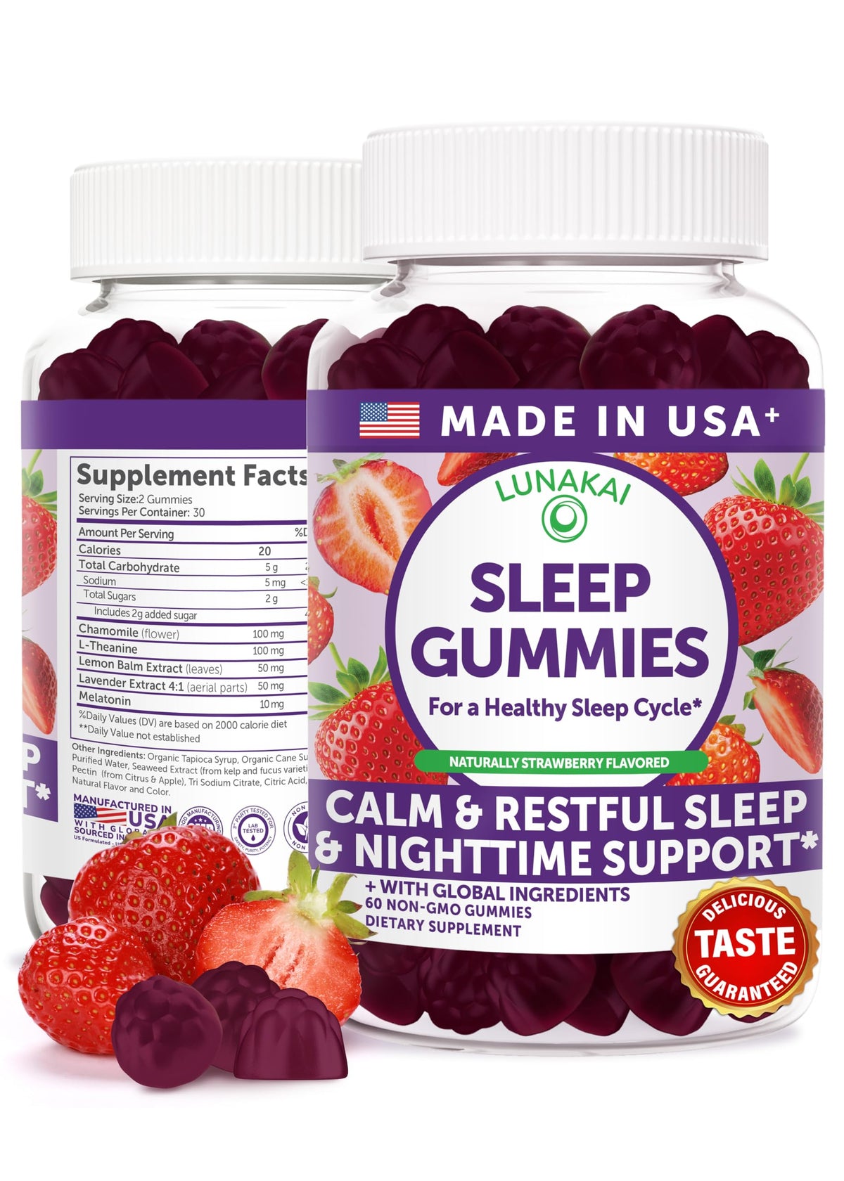 Lunakai Sleep Gummies 60 count bottle front view