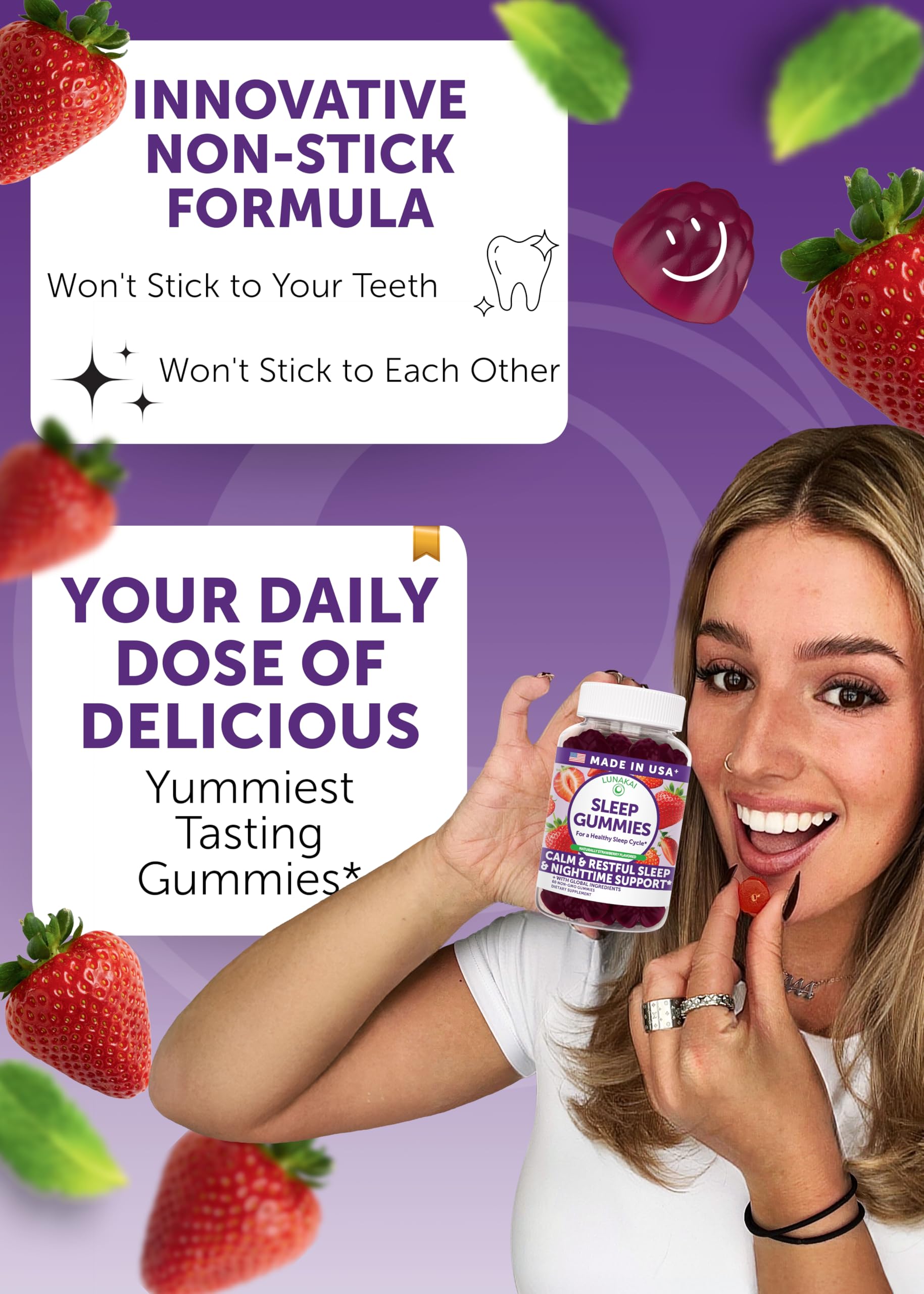 Lunakai Sleep Gummies natural strawberry flavour