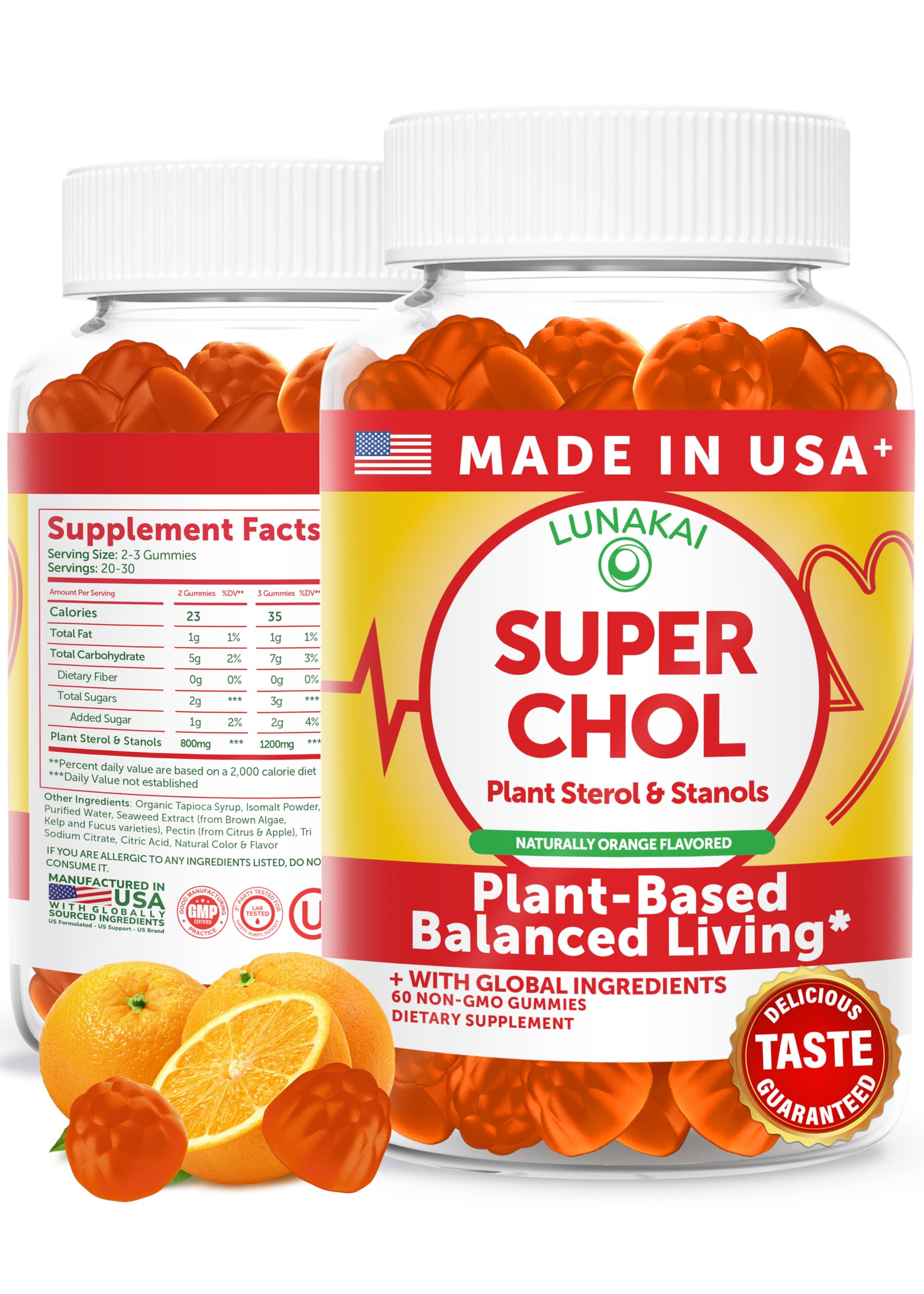 Lunakai Super Chol Gummies 1200mg plant sterols front view