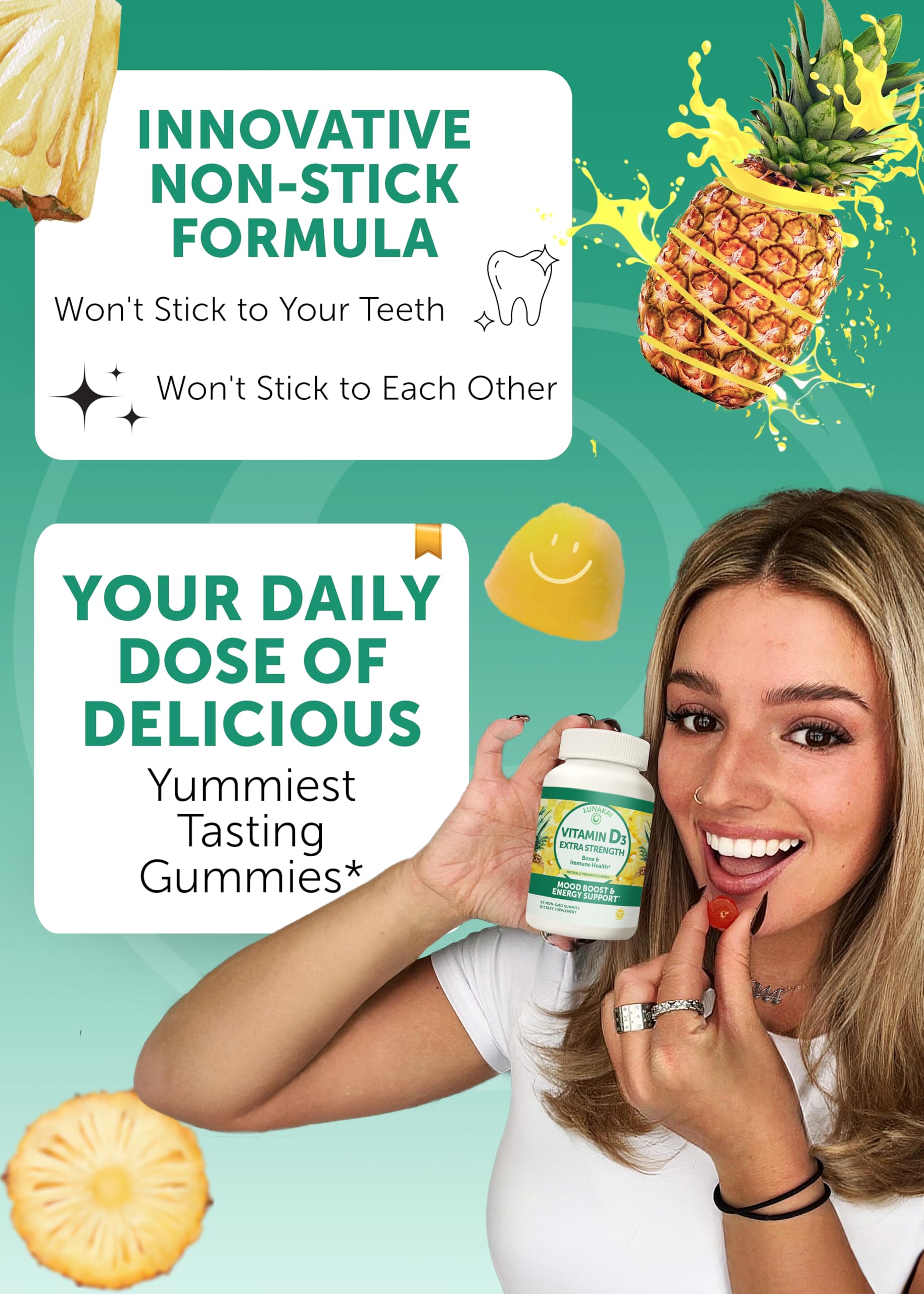 Lunakai Vitamin D3 Gummies side view of packaging