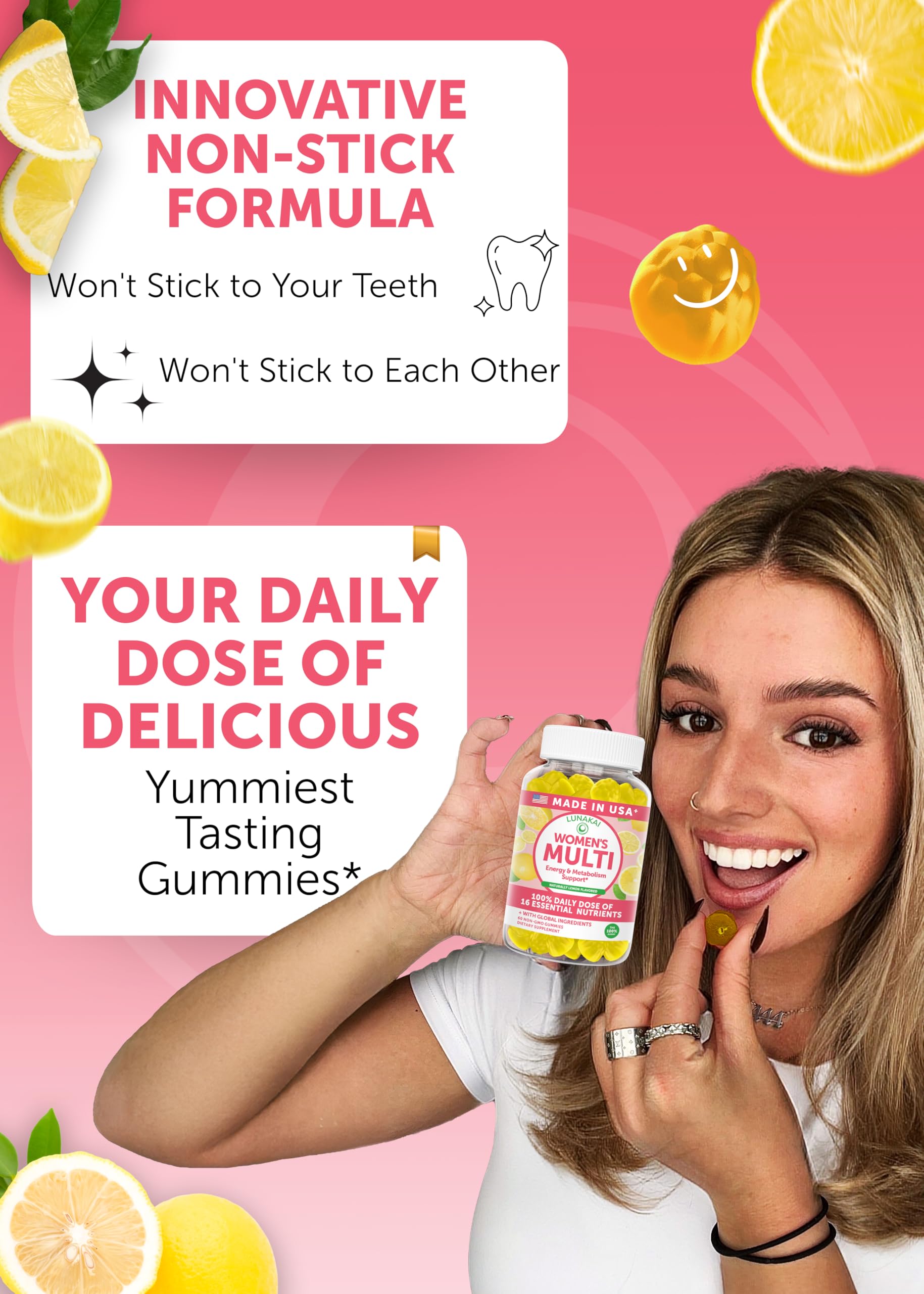 Lunakai Women’s Multivitamin Gummies ingredients list on back