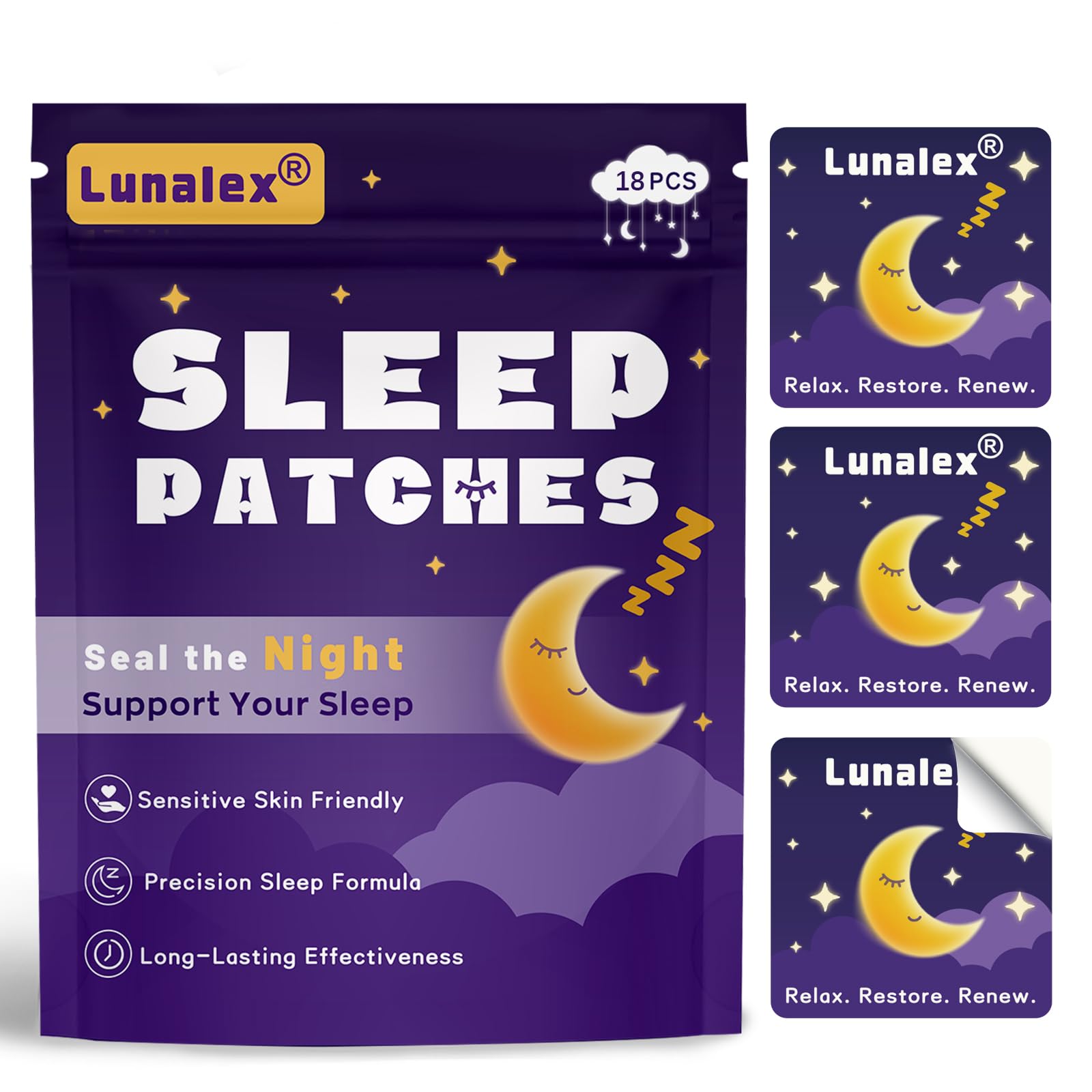 Lunalex Sleep Patches 18ct pack front view