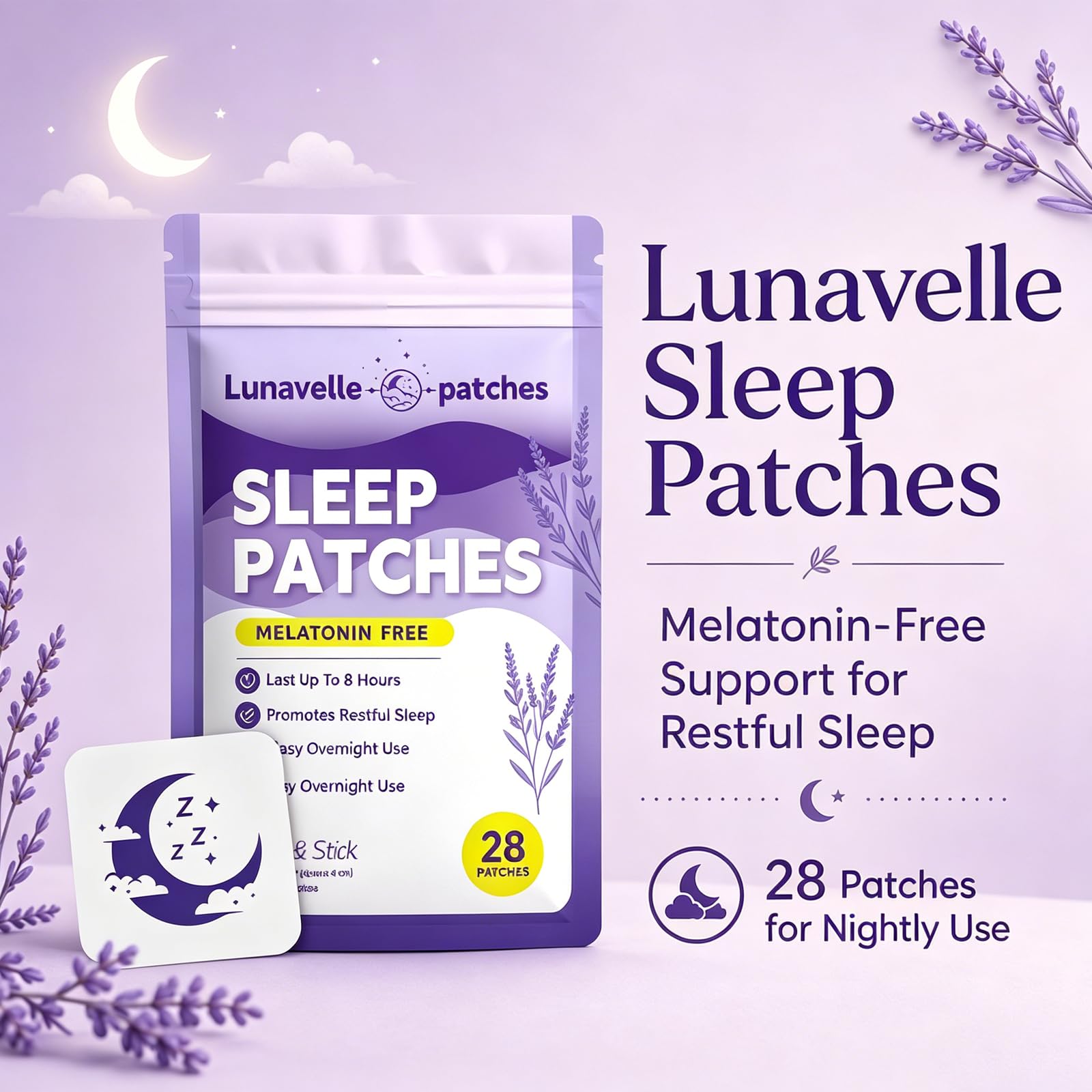 Lunavelle Sleep Patches individual patch close-up