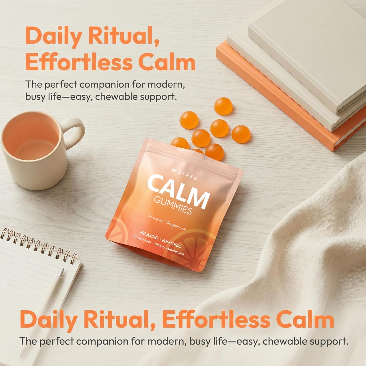 LUNESSA Calming Gummies Tranquil Tangerine with fresh tangerines