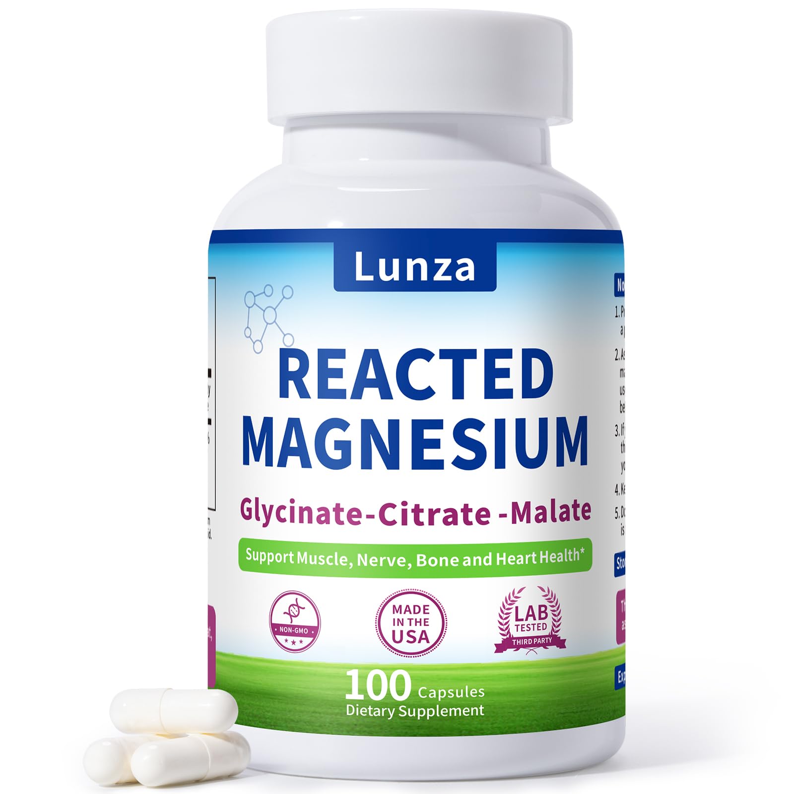Lunza Magnesium Complex 300mg front view of the bottle