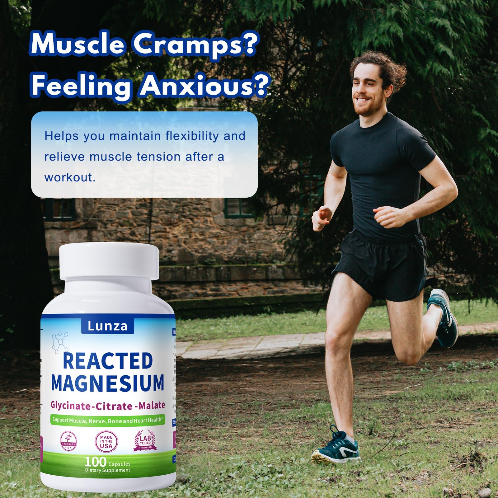 Lunza Magnesium Complex 300mg side view with capsule details