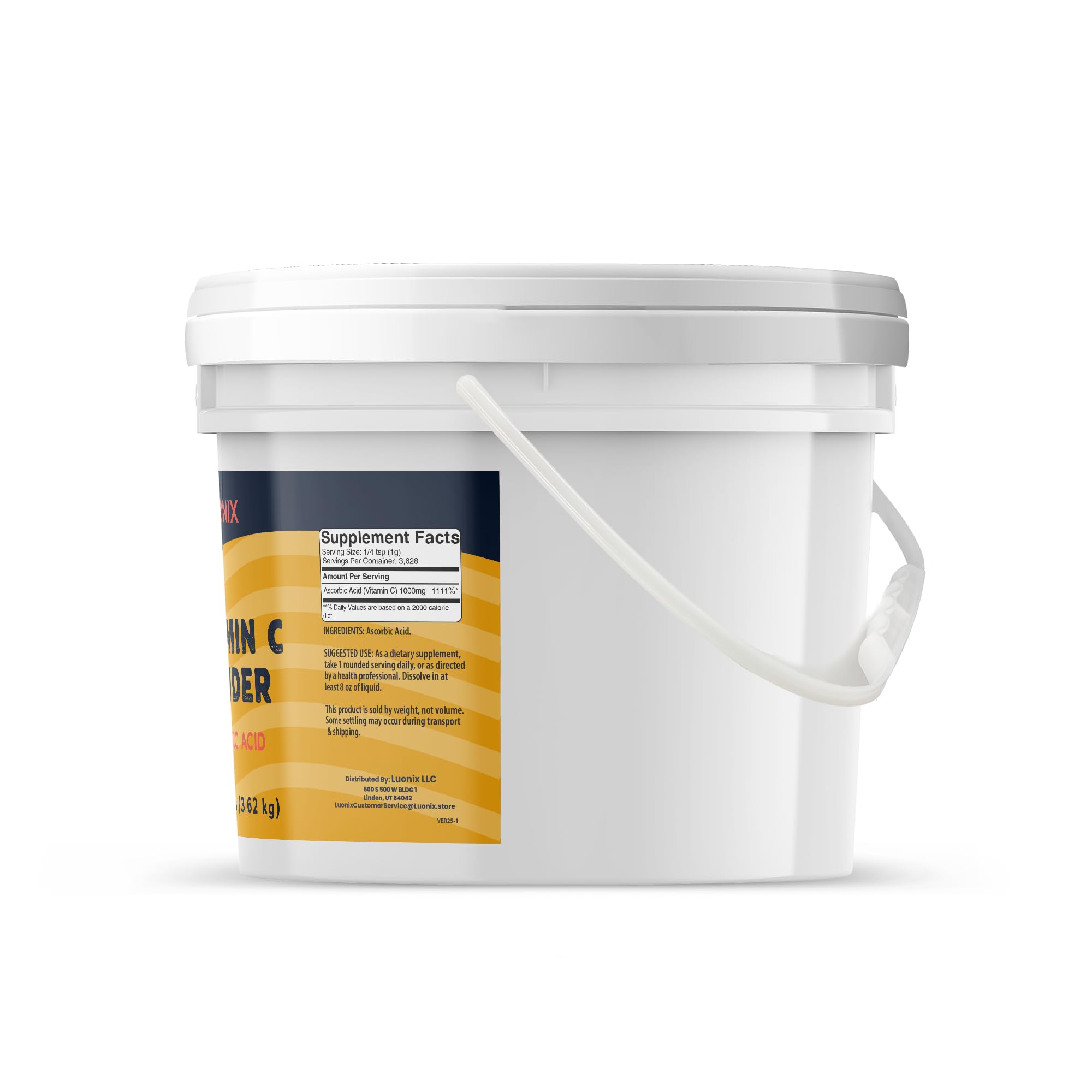 Luonix Vitamin C Powder 3919g bucket side view