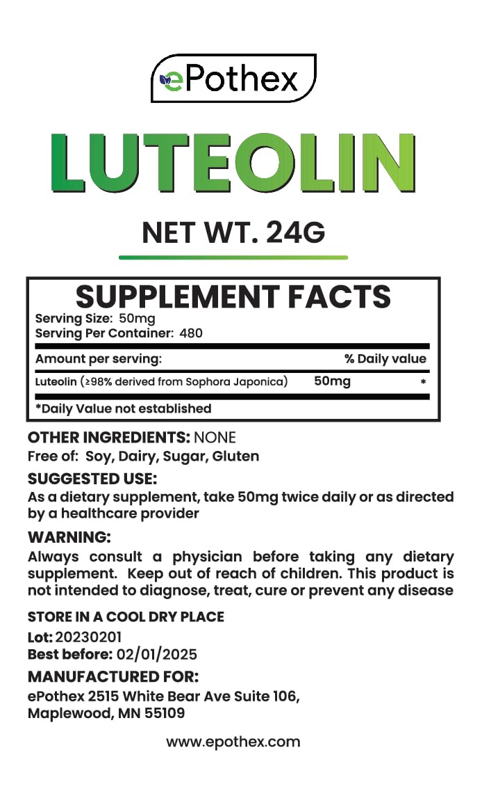 Luteolin Powder mixed in a glass of water