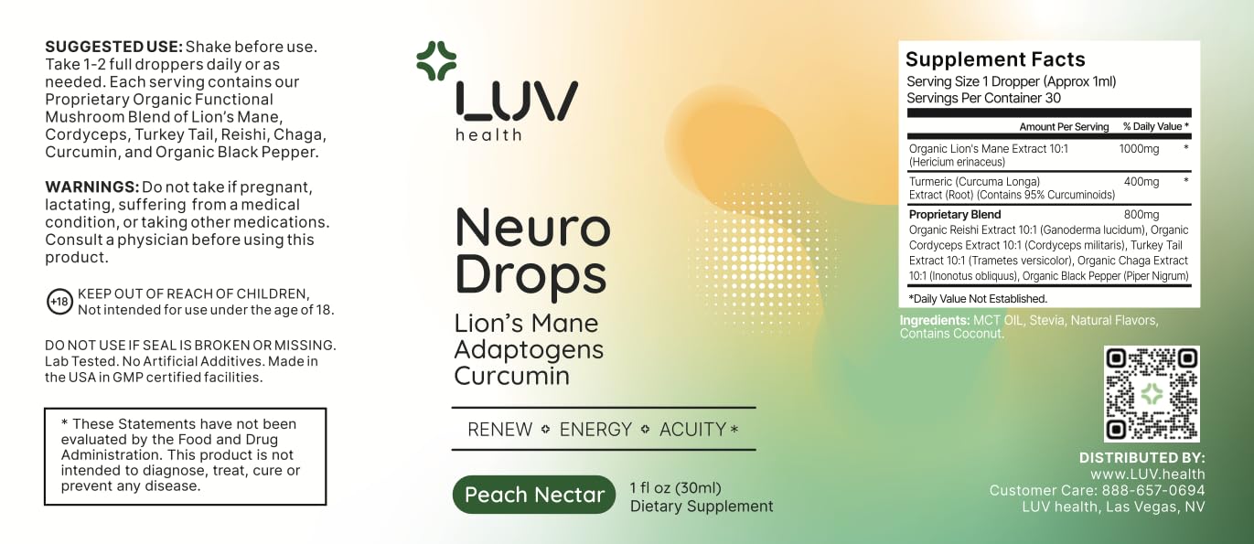 LUV health Neuro Drops close-up of dropper