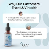 LUV health Zen Drops lifestyle scene with drops