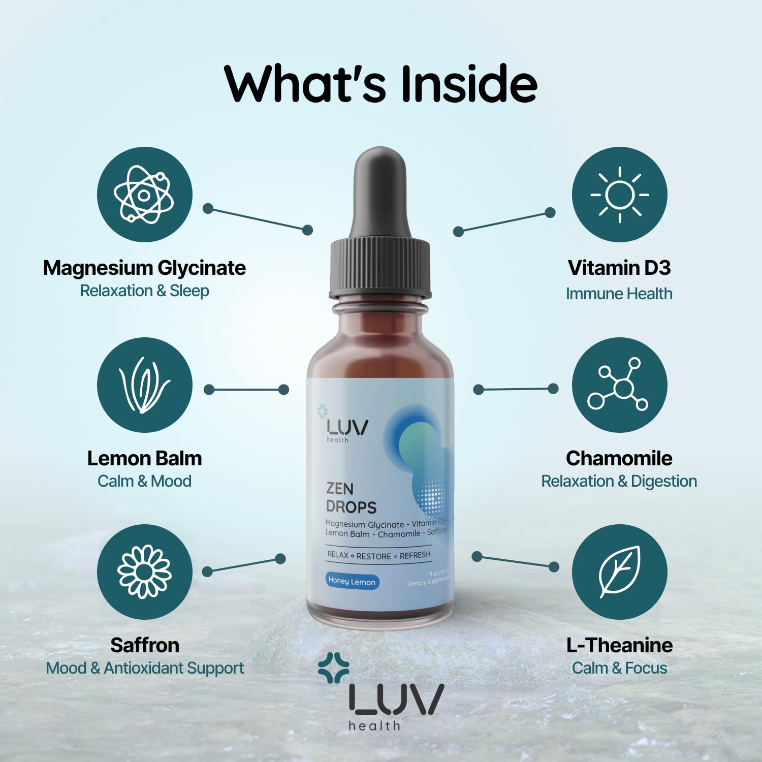 LUV health Zen Drops liquid formula close-up