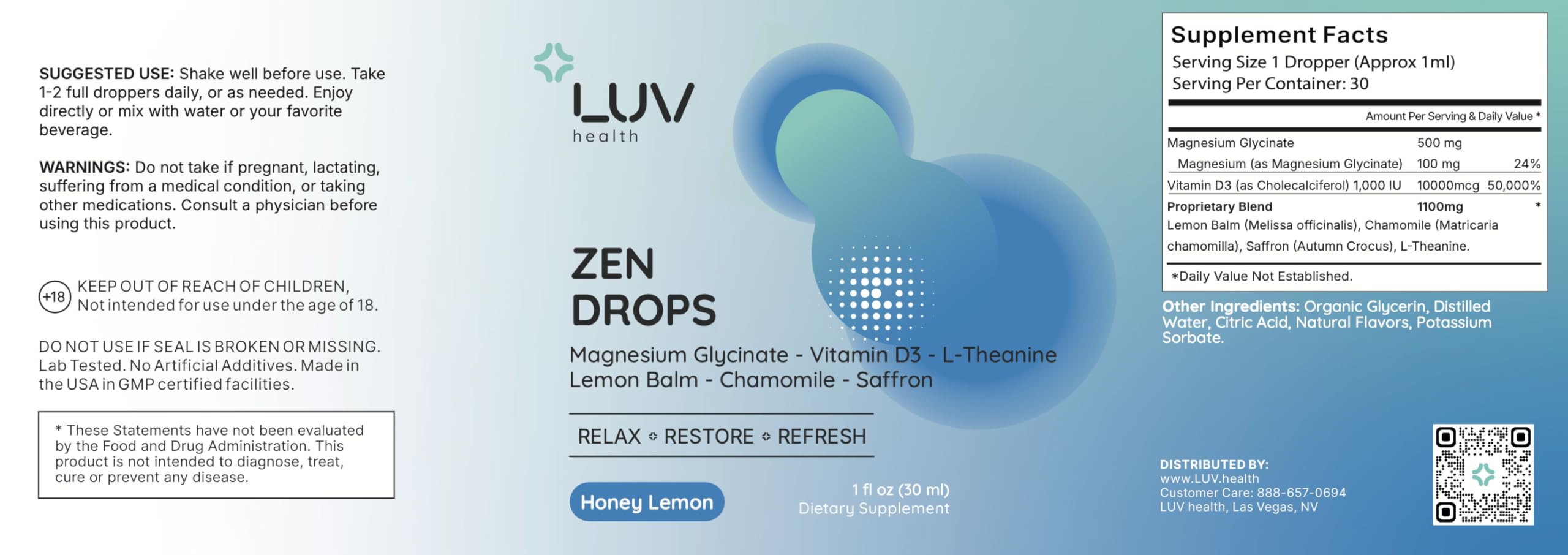 LUV health Zen Drops on a wooden table with plants