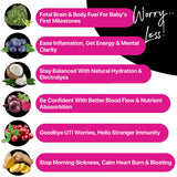 LuvBelly Pregnancy Super Greens Powder mixed in a glass with smoothie