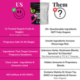LuvBelly Pregnancy Super Greens Powder scoop next to ingredients