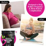 LuvBelly Pregnancy Super Greens Powder with a measuring scoop